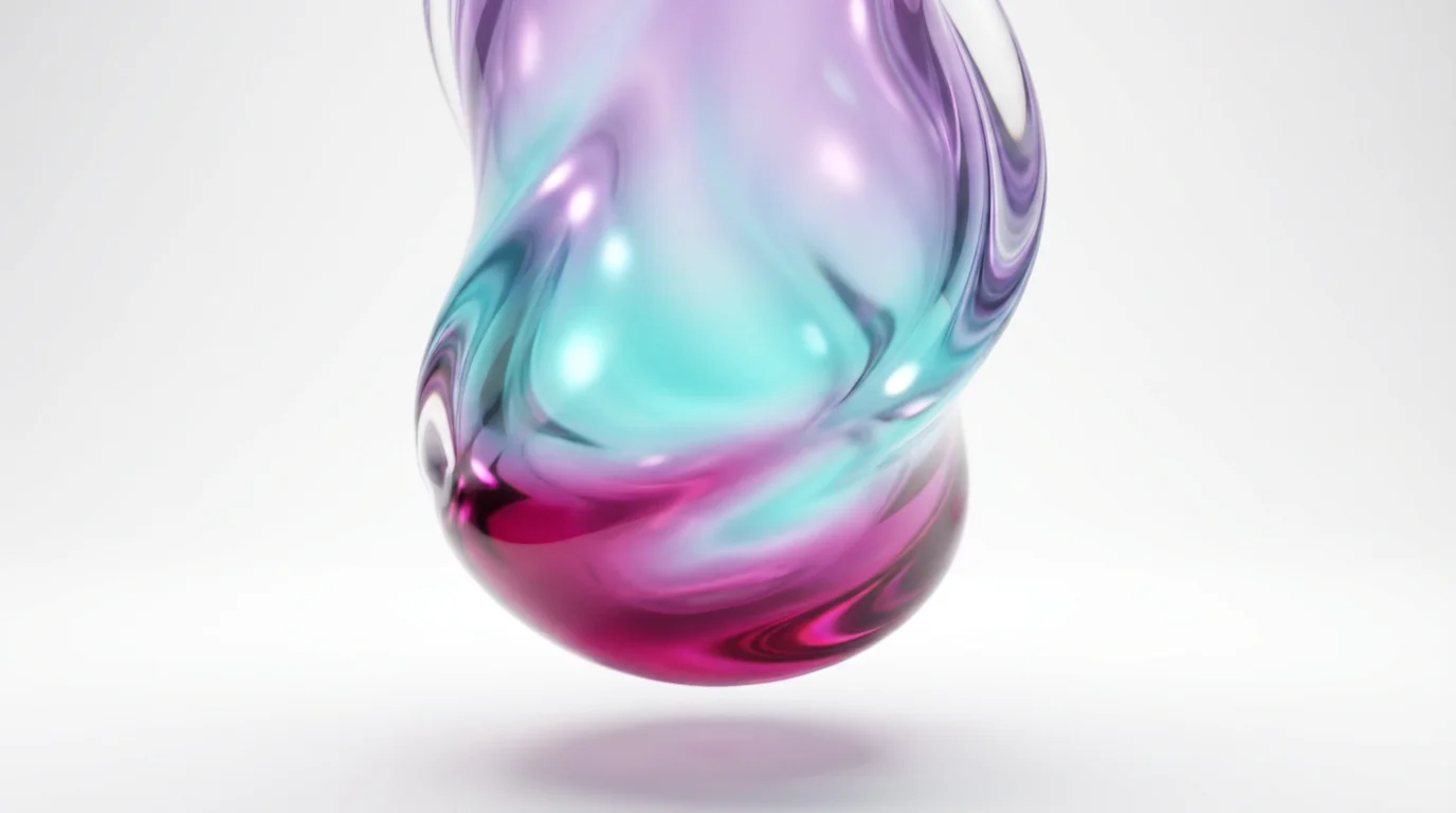 An abstract, high-quality mockup of a smooth, vibrant color gradient blending from magenta to turquoise and lavender, isolated on a clean white background.