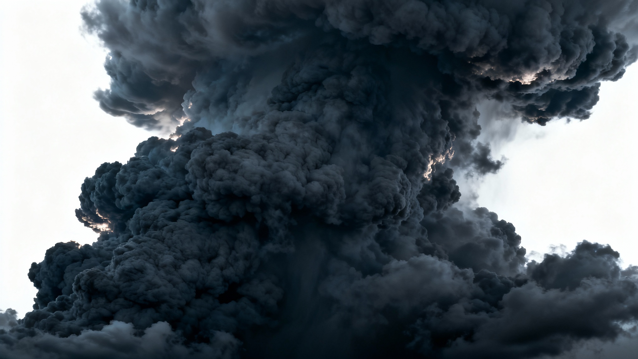 An atmospheric, photorealistic image of a dark and stormy sky filled with heavy, ominous clouds, suggesting an approaching storm.