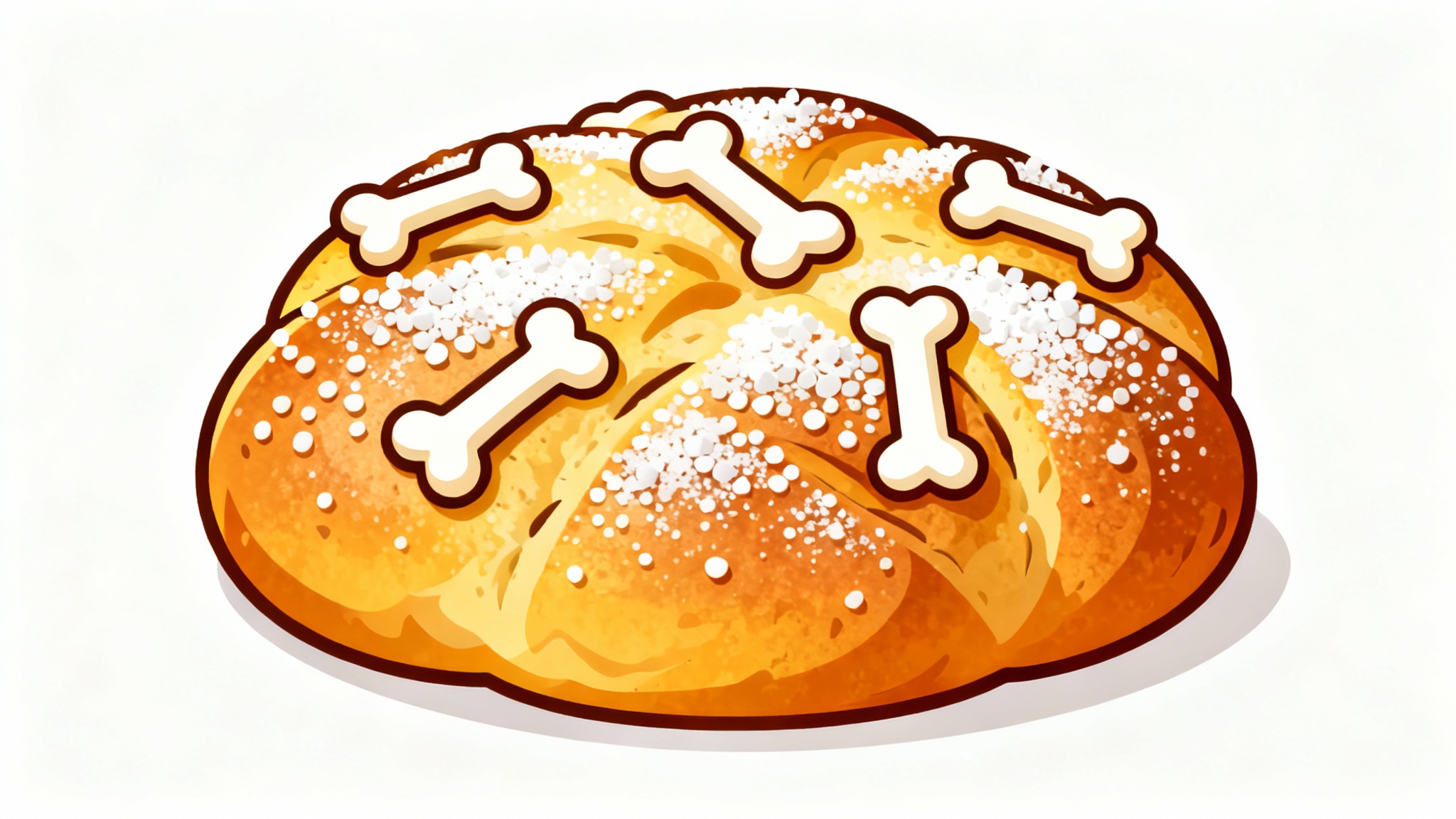 A mockup displaying several vibrant clipart illustrations of Pan de Muerto, the Mexican Day of the Dead bread, arranged on a clean white background.