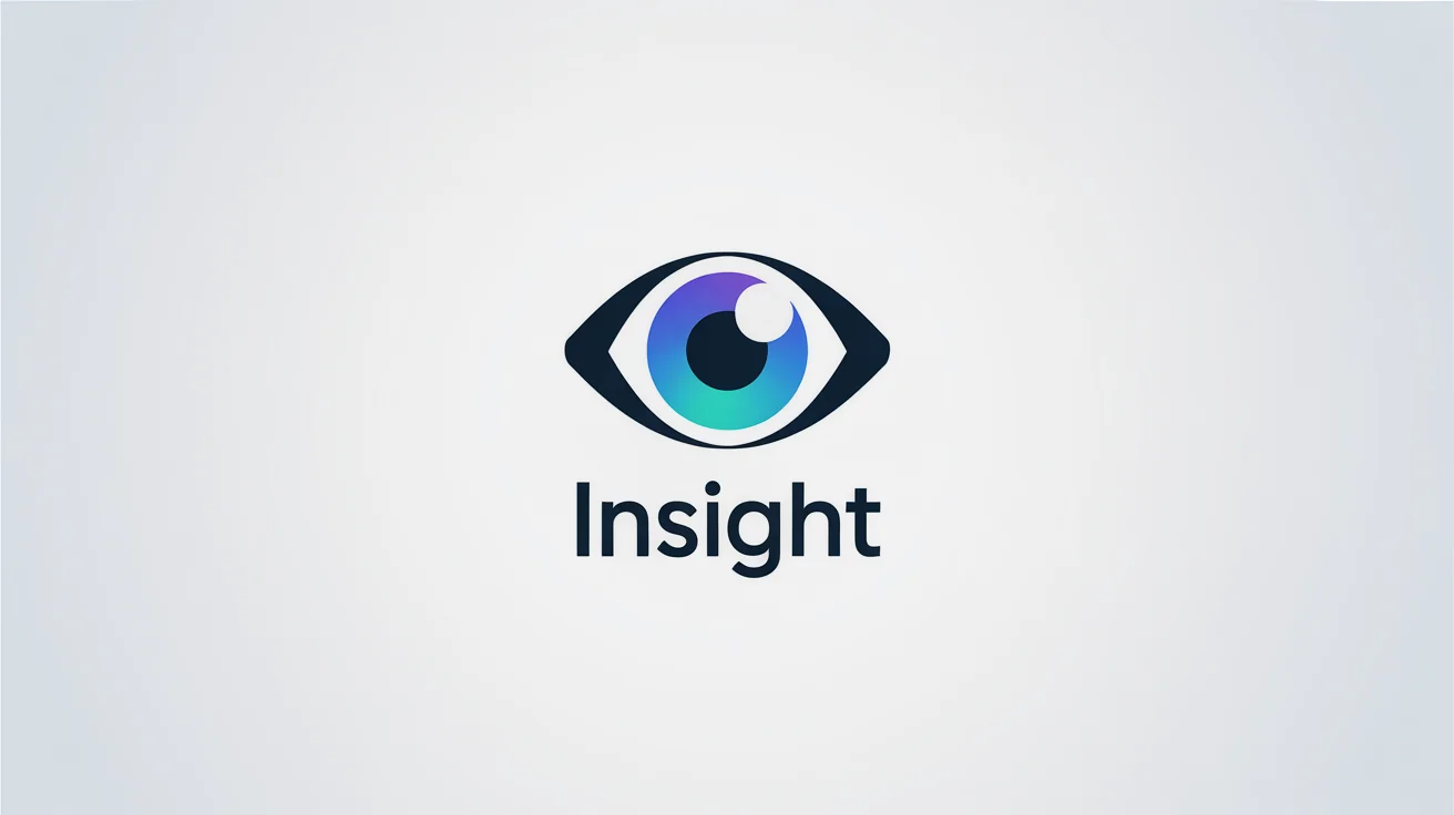 A modern minimalist logo of a stylized eye in blue and cyan, with the word 'Insight' written below it, presented on a white background.
