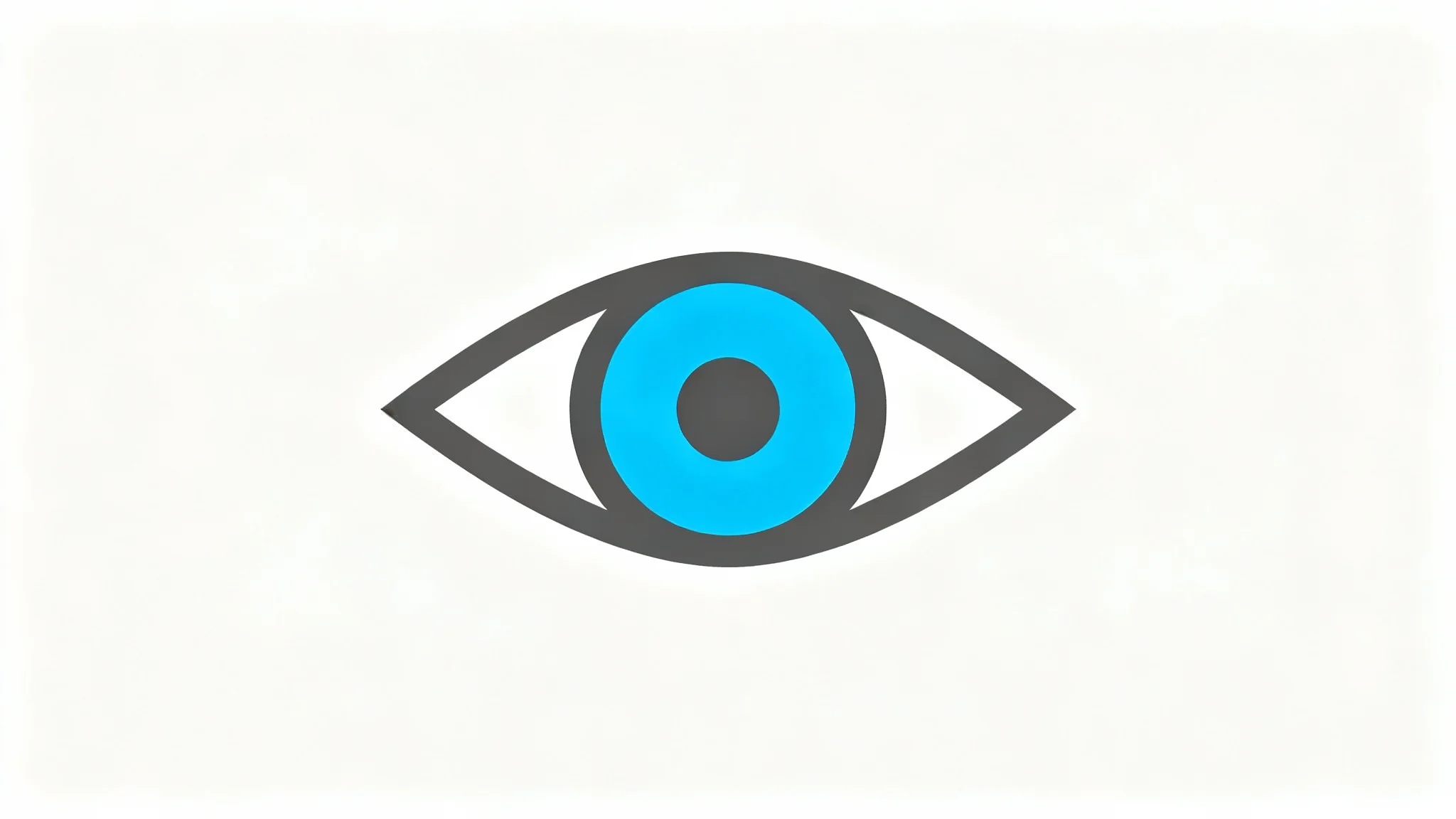 A modern, minimalist eye logo with a vibrant blue iris, presented on a clean white background. The design is sleek and geometric.