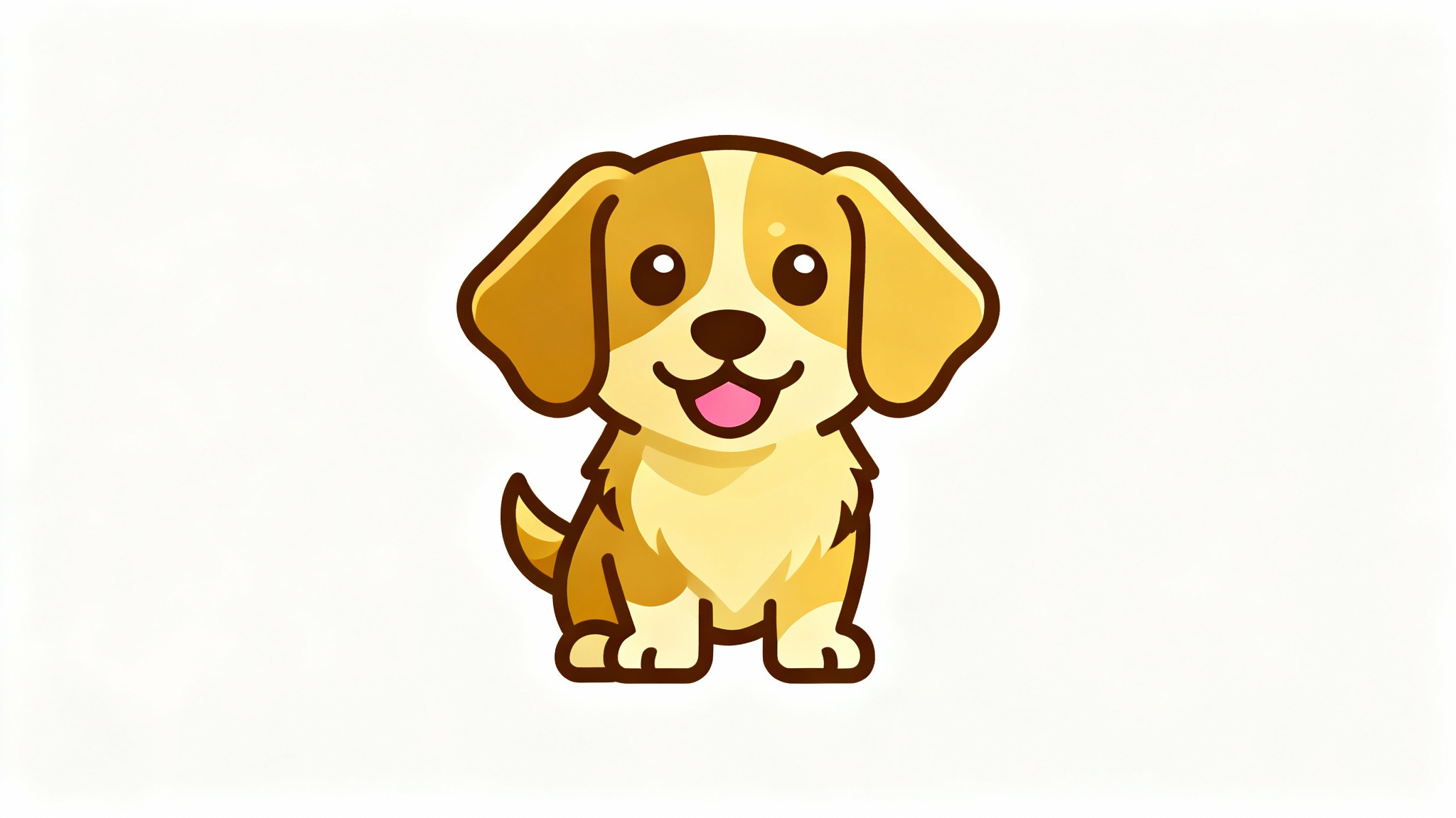 A cute vector-style icon of a happy puppy, designed with flat colors and clean lines, shown on a plain white background.