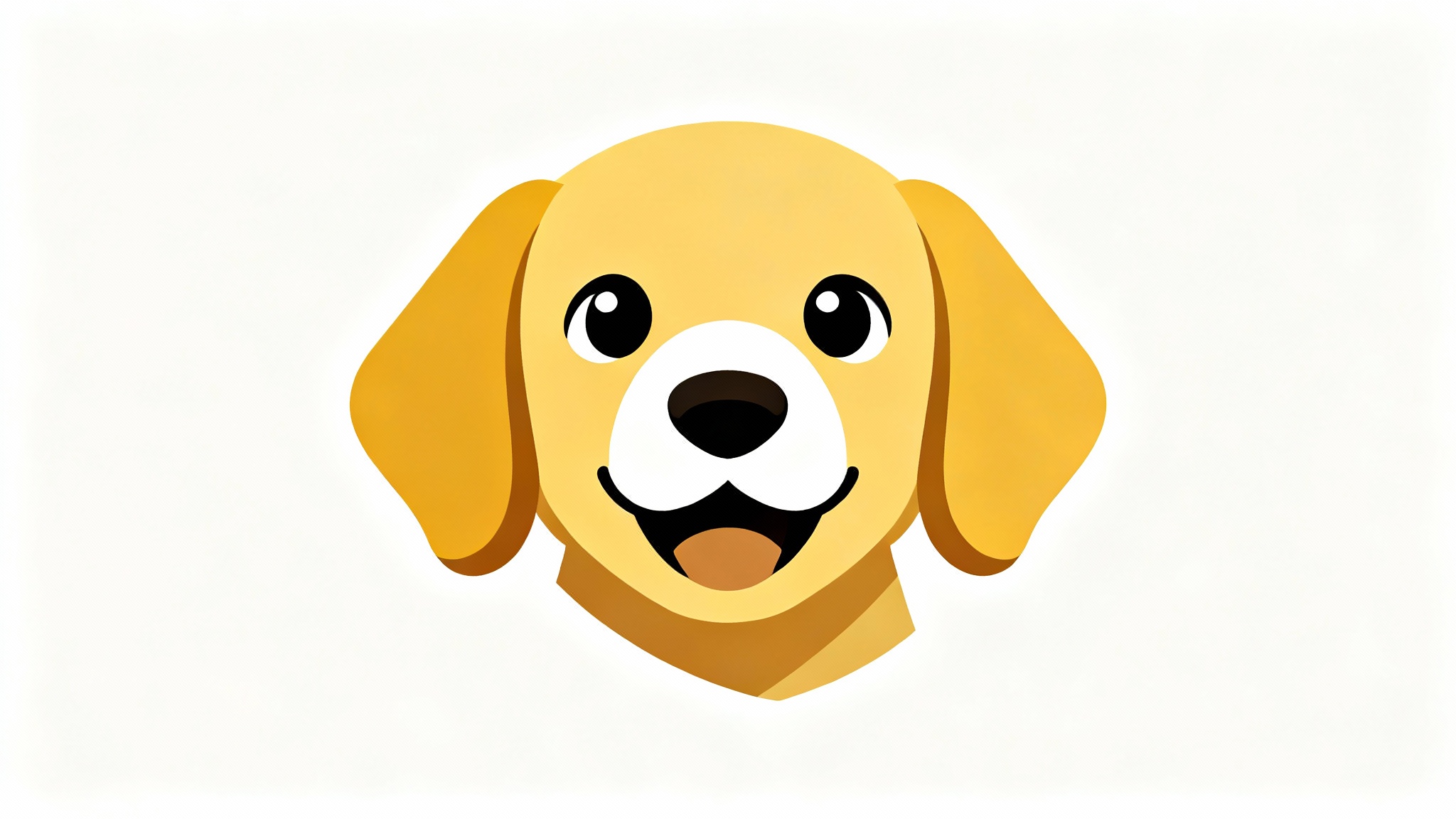 A cute and simple flat vector icon of a smiling golden retriever puppy, centered on a plain white background.