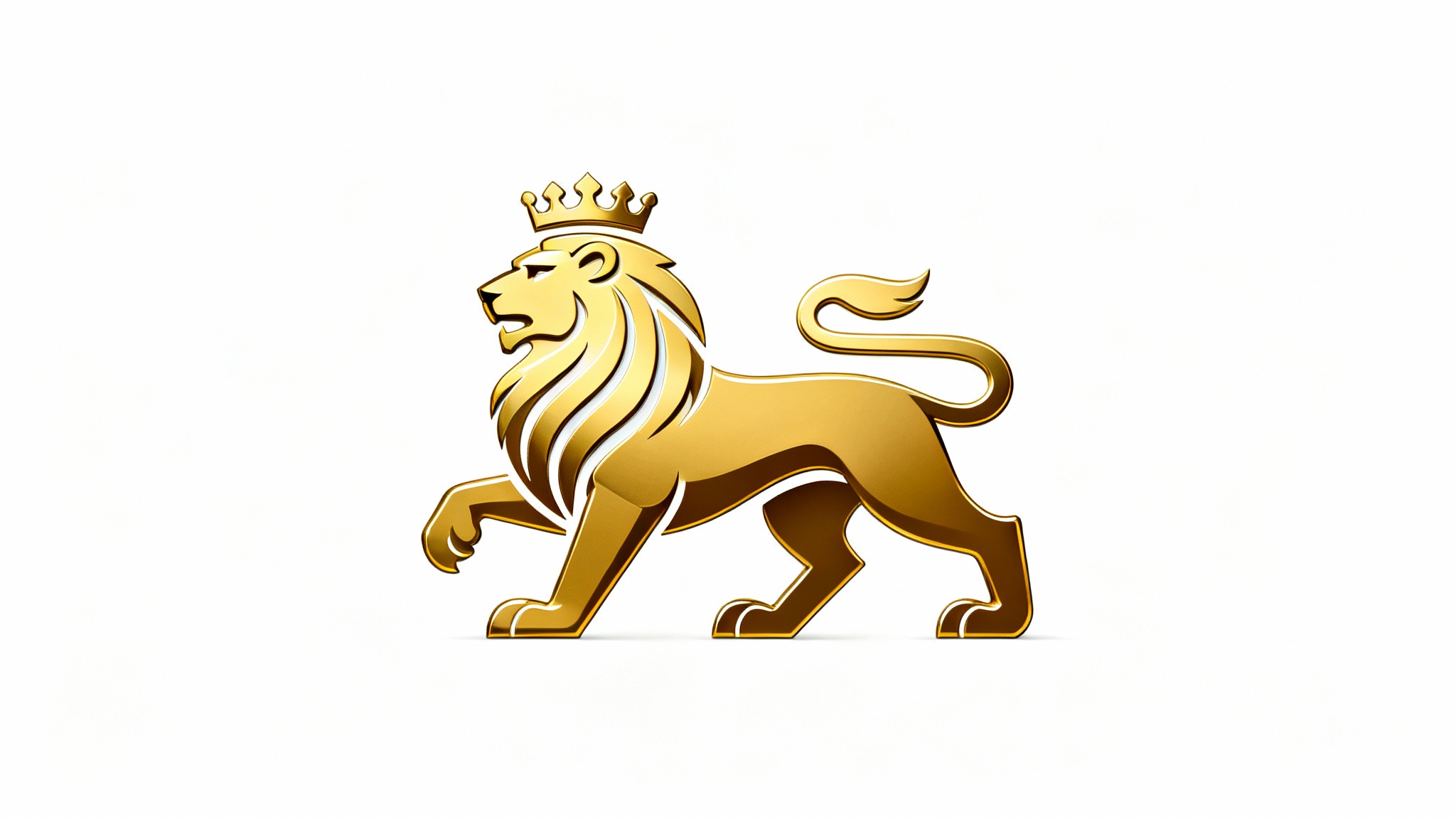 A modern, gold minimalist logo of a rampant, crowned Bulgarian lion on a stark white background, symbolizing strength and heritage.