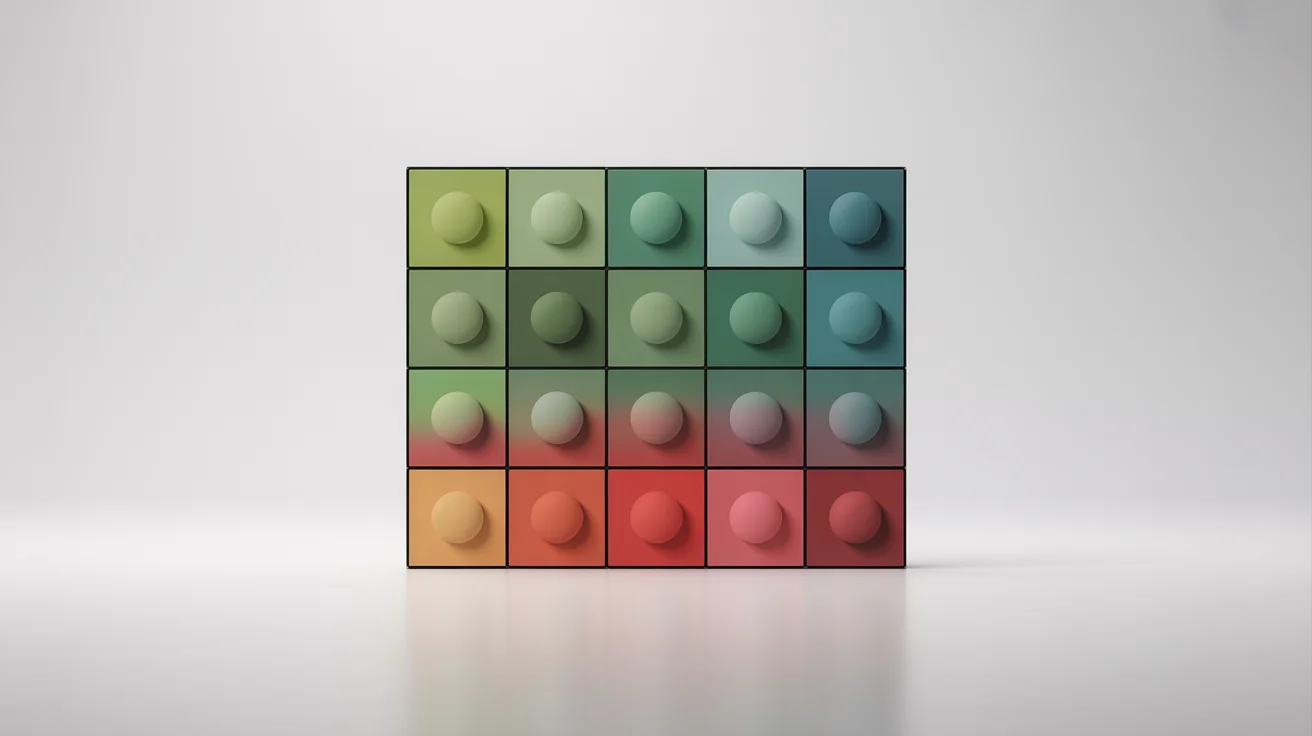 A modern risk matrix infographic mockup, showing a color-coded grid from green (low risk) to red (high risk) that plots Likelihood against Impact.