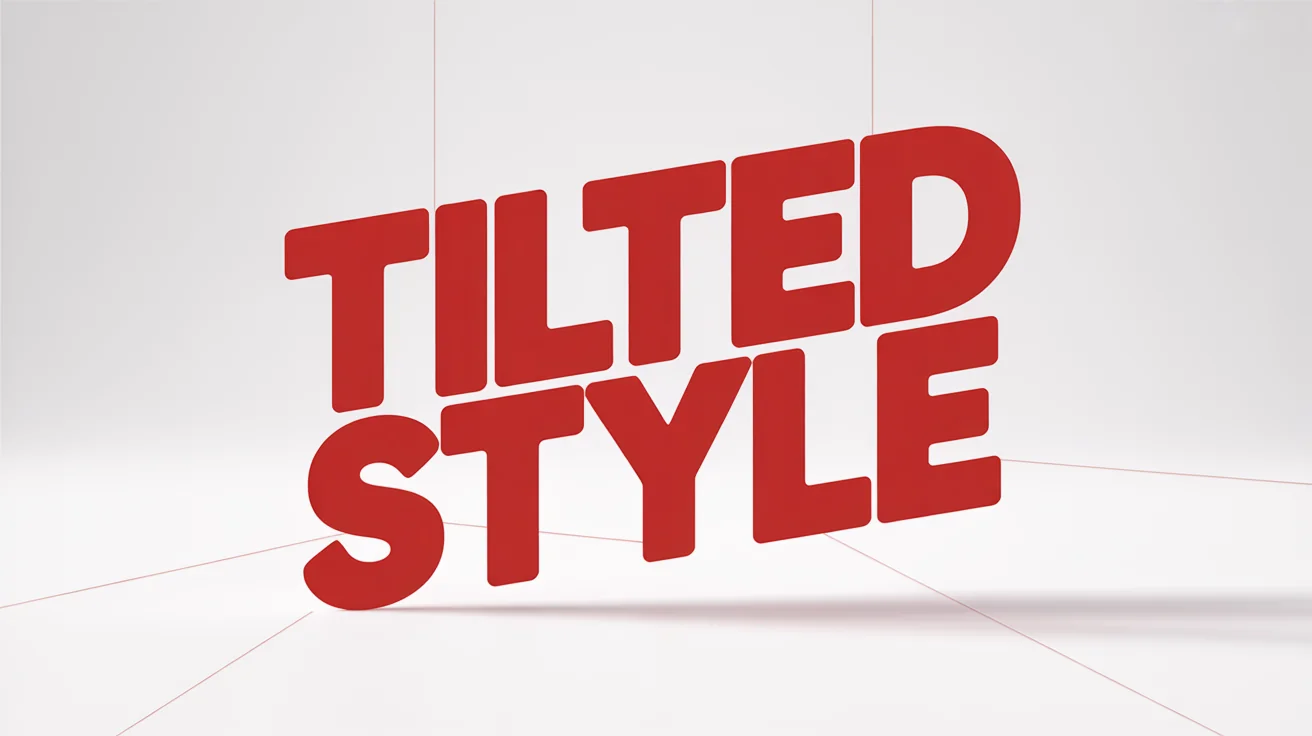 A graphic design mockup showing the words 'TILTED STYLE' in bold red, tilted upwards from left to right on a clean white background.