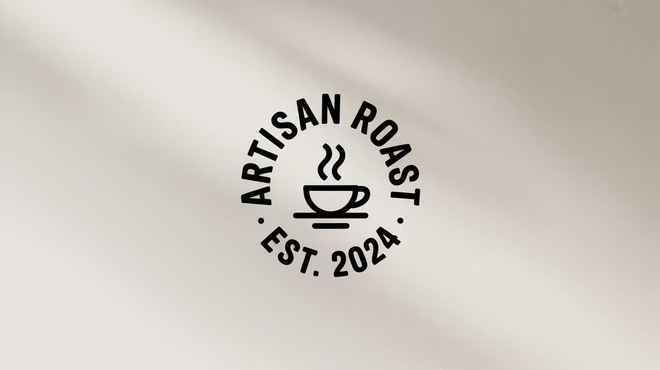 A minimalist circular logo for a fictional coffee brand, 'ARTISAN ROAST', showcasing the curved text feature against a plain white background.