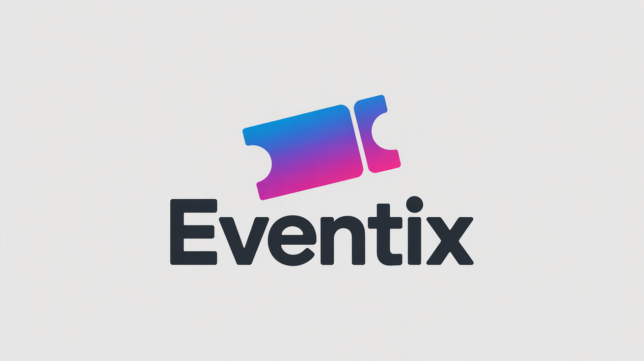 A modern logo for a ticket company named 'EVENTIX', featuring a stylized blue and magenta ticket icon on a white background.