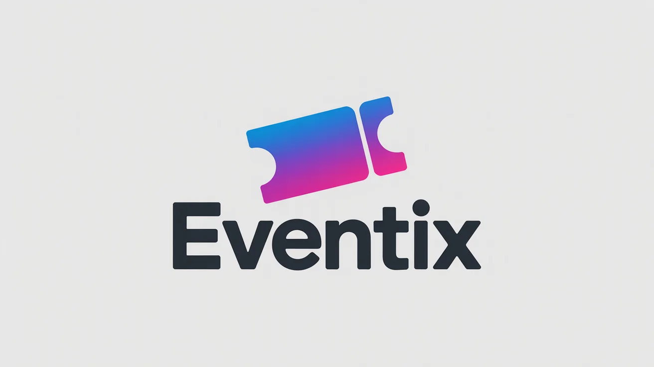 A modern logo for a ticket company named 'EVENTIX', featuring a stylized blue and magenta ticket icon on a white background.