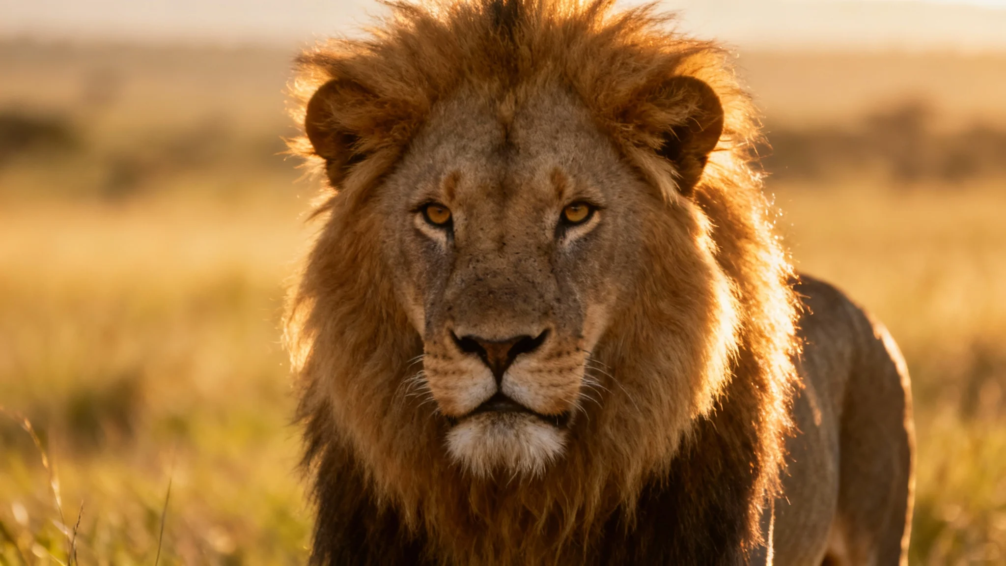 An eye-catching, professional photograph of a majestic lion during golden hour, representing a high-quality final result.
