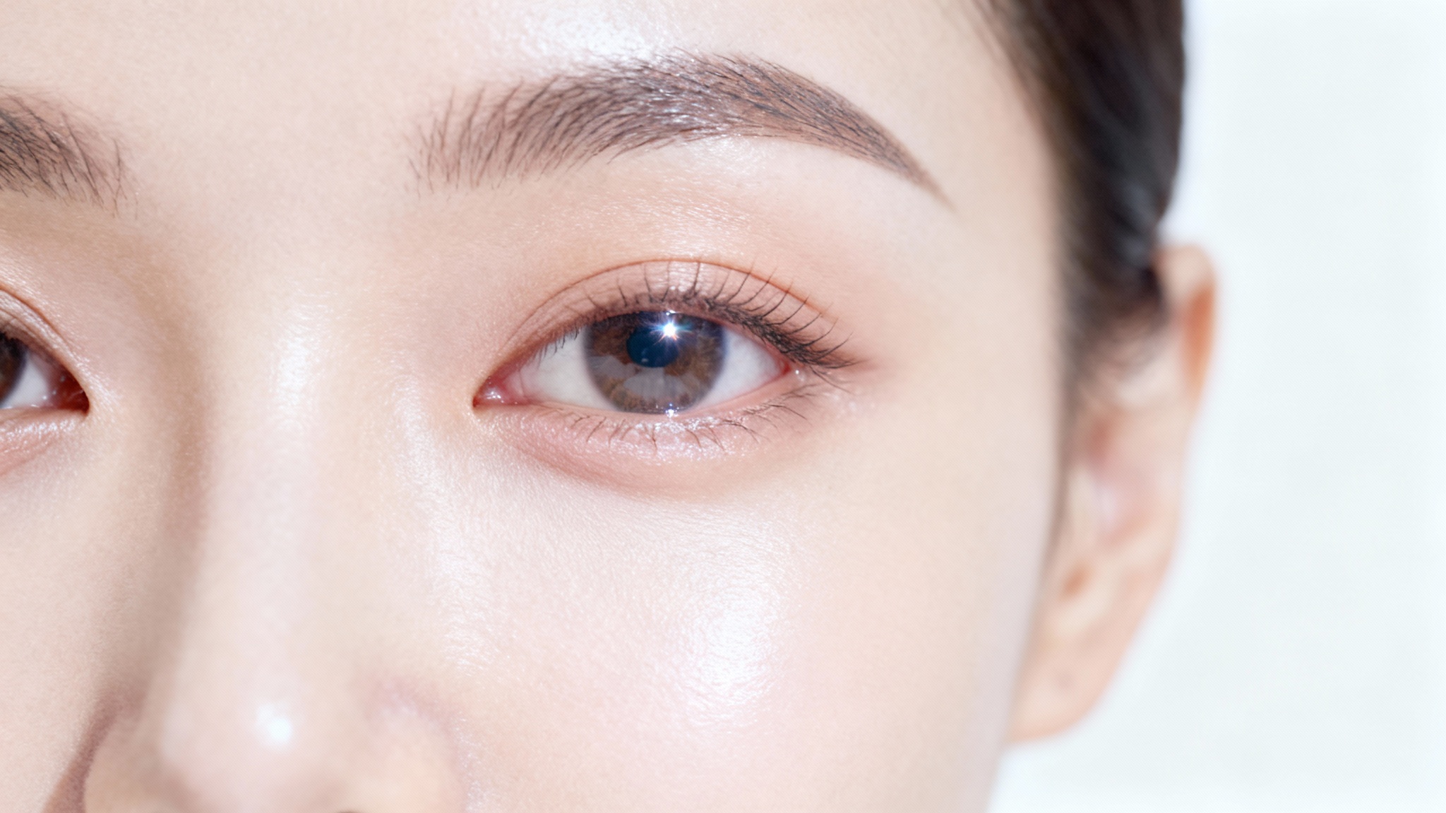 A close-up photograph of a woman's eye, showing a smooth and bright under-eye area, demonstrating the benefit of removing dark circles.