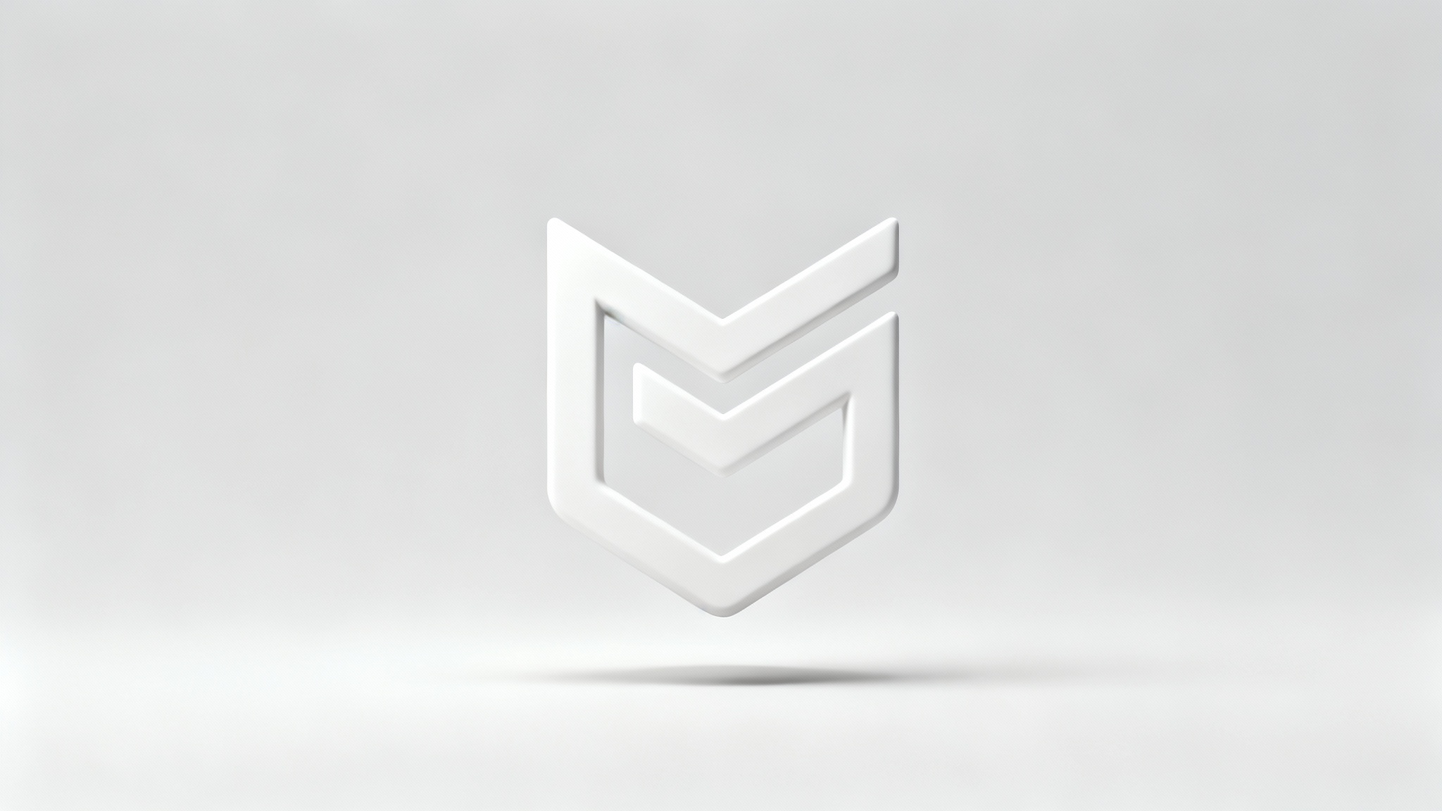 A minimalist and modern abstract logo rendered in pure white with a subtle 3D effect, set against a light gray background to represent a white SVG file.