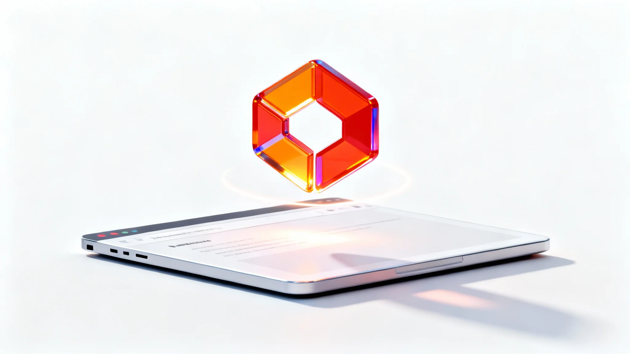 A 3D conceptual illustration of a colorful, abstract logo being lifted from a simple digital surface, symbolizing the process of a website logo extractor.