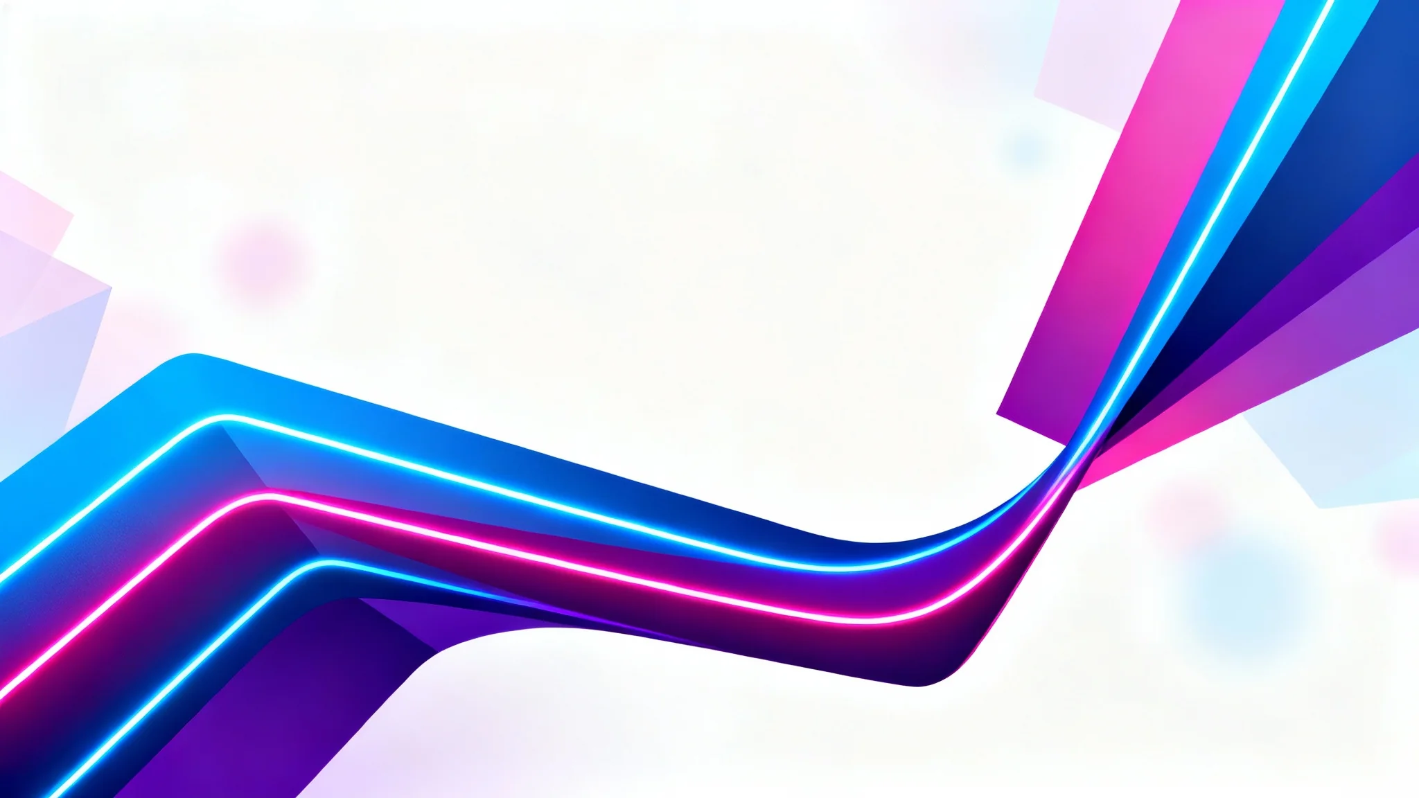 An abstract, futuristic YouTube cover background template with glowing blue and pink geometric shapes on a dark background, displayed on a white surface.