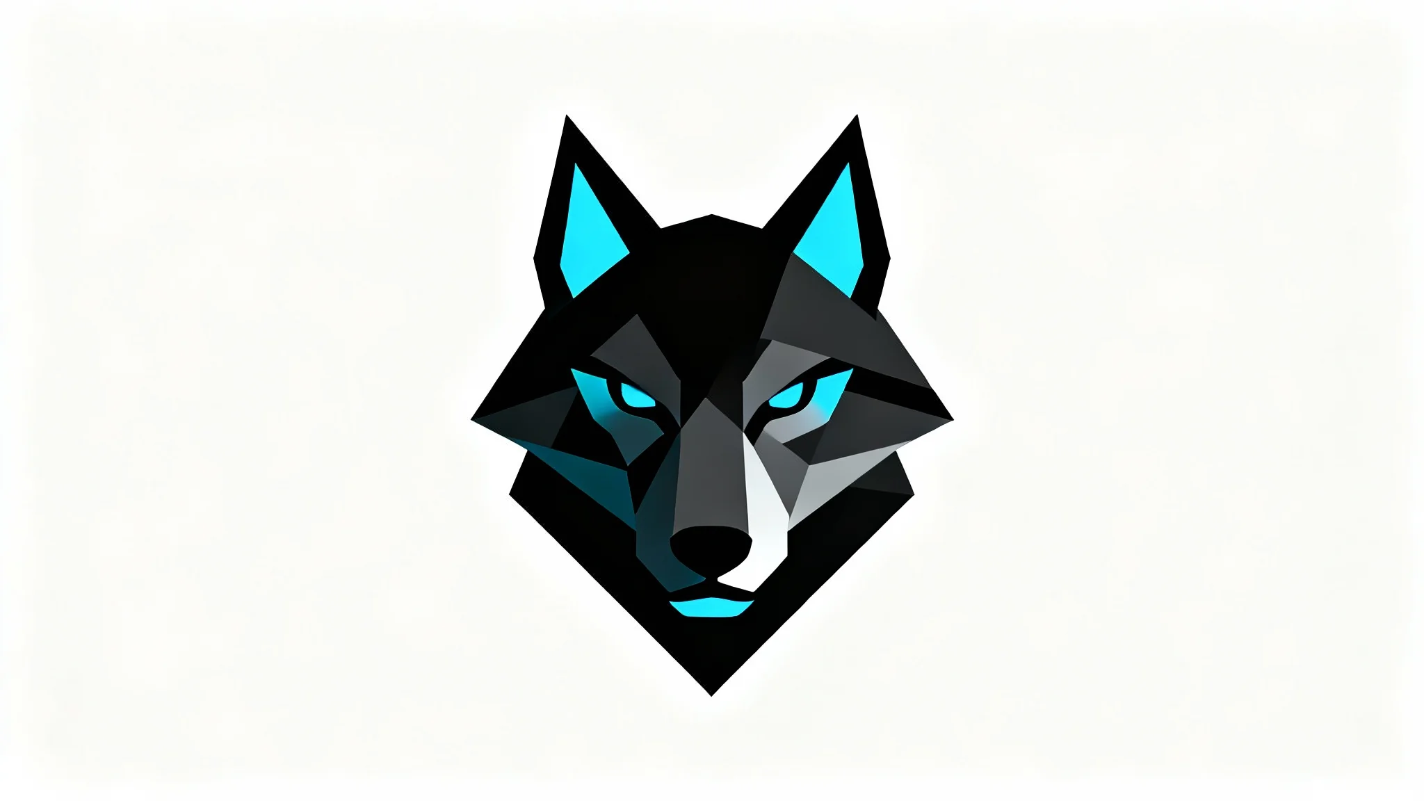 A modern, minimalist vector logo of a wolf's head in black and electric blue, centered on a plain white background.