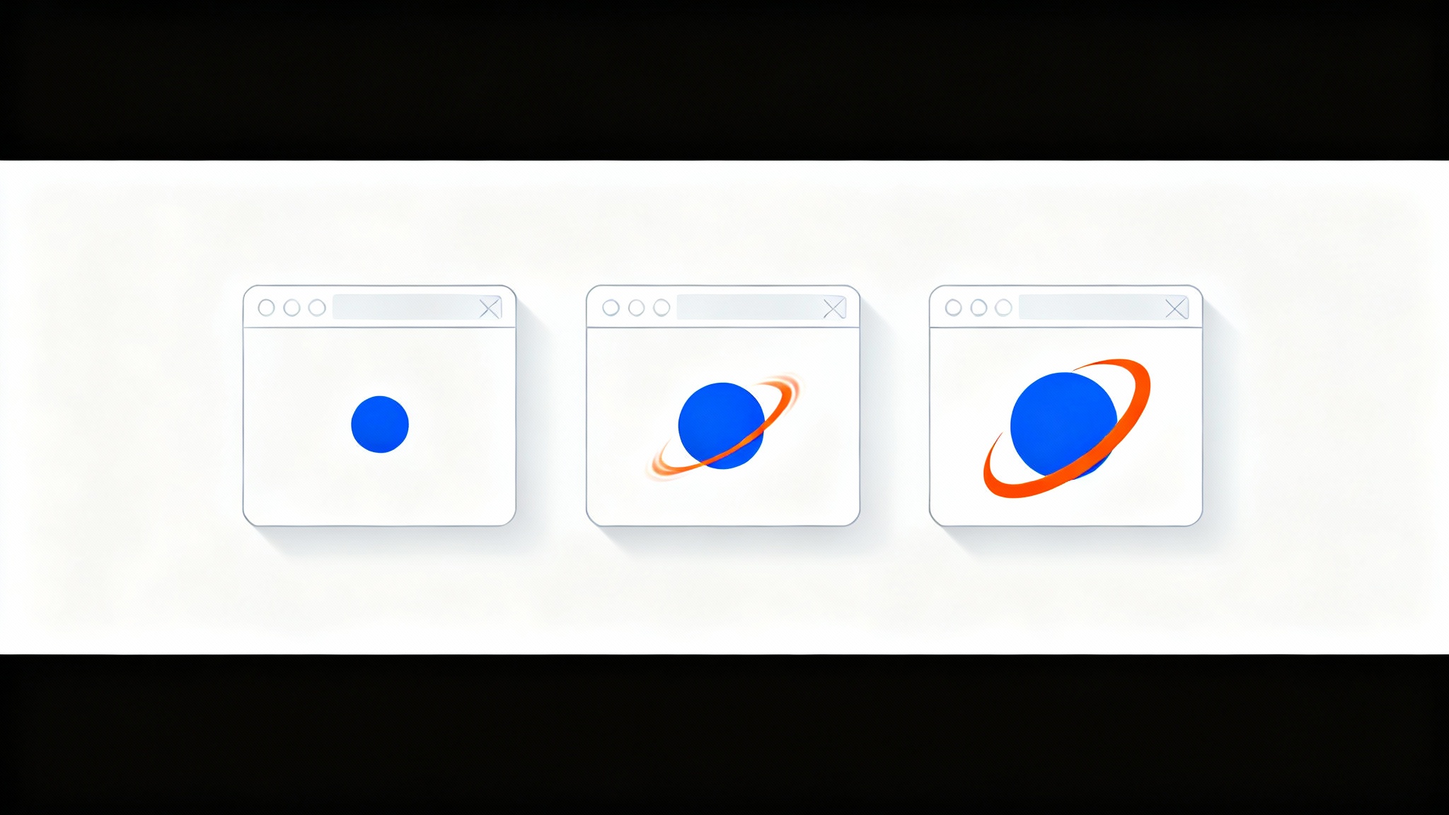 A minimalist illustration of an animated favicon, showing a sequence of three browser tabs where a simple icon animates to demonstrate movement.