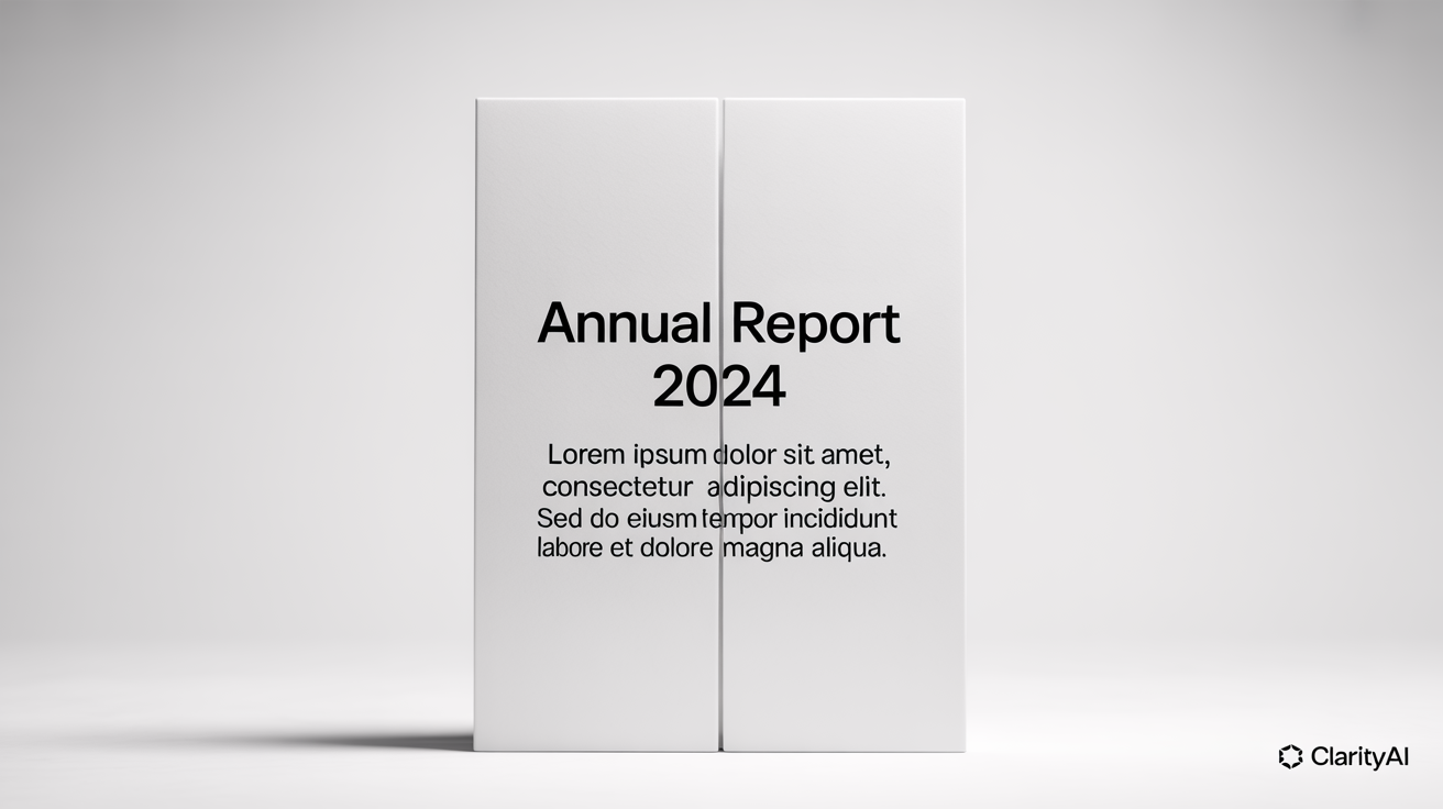 A visual representation of a blurry text fixer. A single document is shown, with the left half of the text completely blurred and unreadable, and the right half perfectly sharp and clear, reading 'Annual Report 2024'.