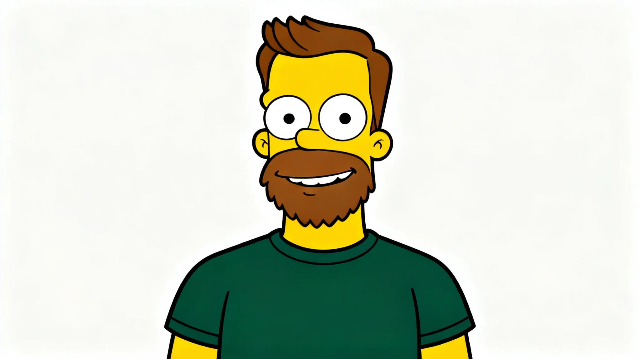A custom avatar of a man with a beard created in the yellow-skinned, large-eyed cartoon style of The Simpsons, set against a plain white background.