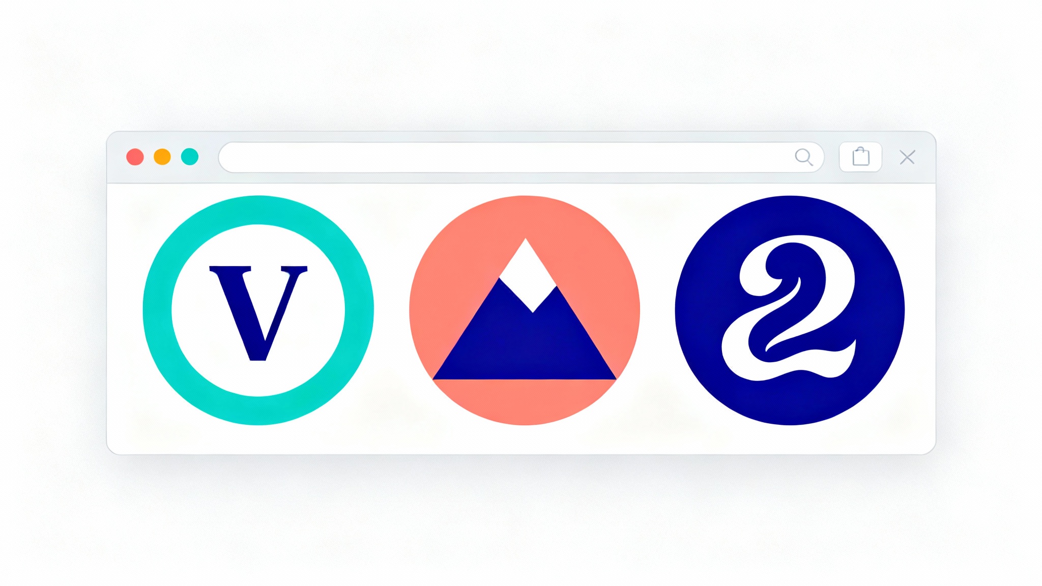 A collection of colorful, modern browser tab icons (favicons) displayed on a white background, showcasing various minimalist designs.