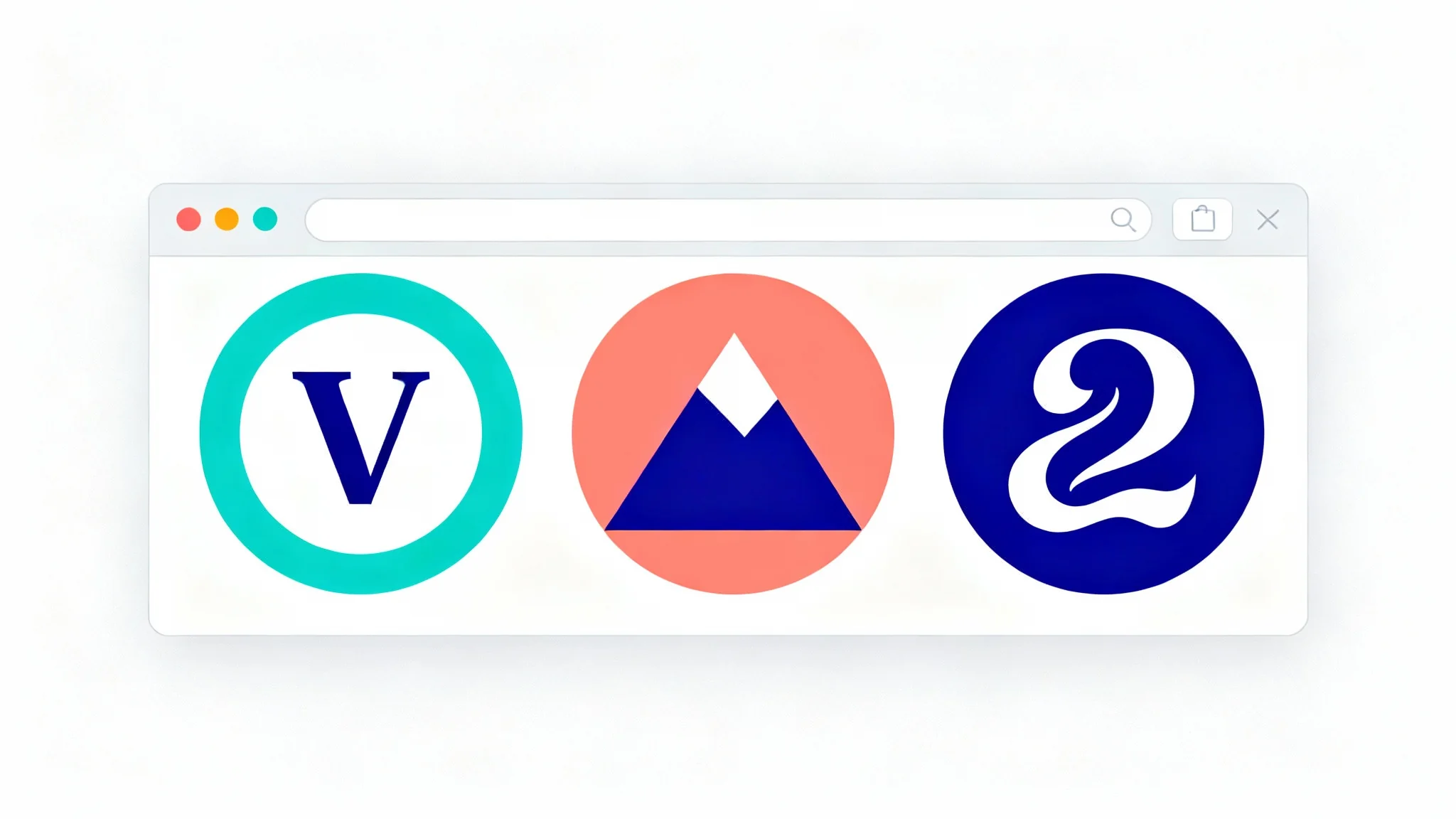 A collection of colorful, modern browser tab icons (favicons) displayed on a white background, showcasing various minimalist designs.