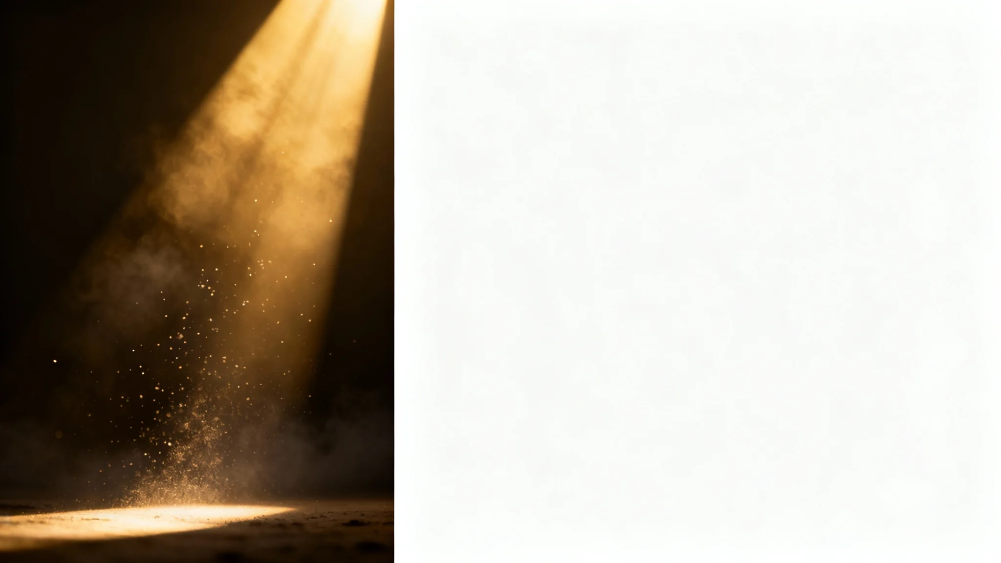A dramatic depiction of cinematic light rays, with golden beams of light cutting through a dark, misty space, all presented as a mockup against a clean white background.