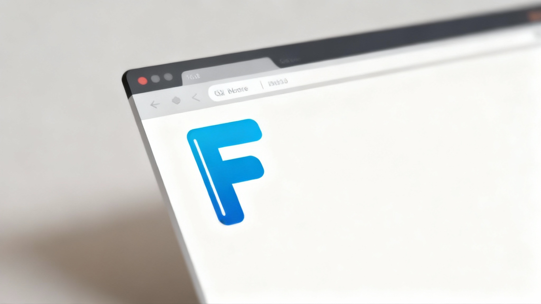 A mockup of a web browser showing how a blue 'F' favicon with a transparent background appears seamlessly on both light and dark mode browser tabs.