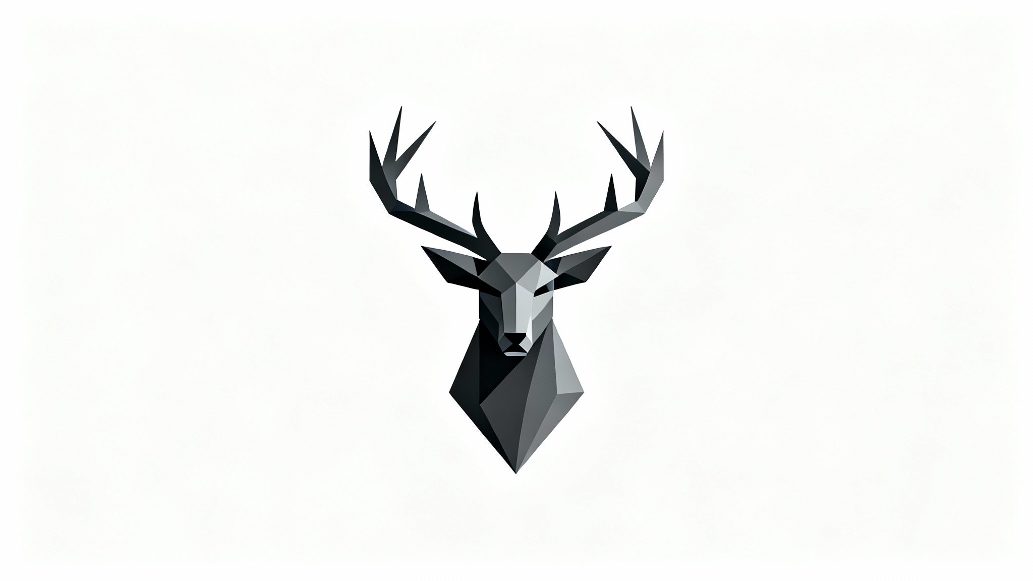 A modern, minimalist vector logo of a stag's head in dark charcoal grey, displayed on a clean white background. The design is geometric and elegant.