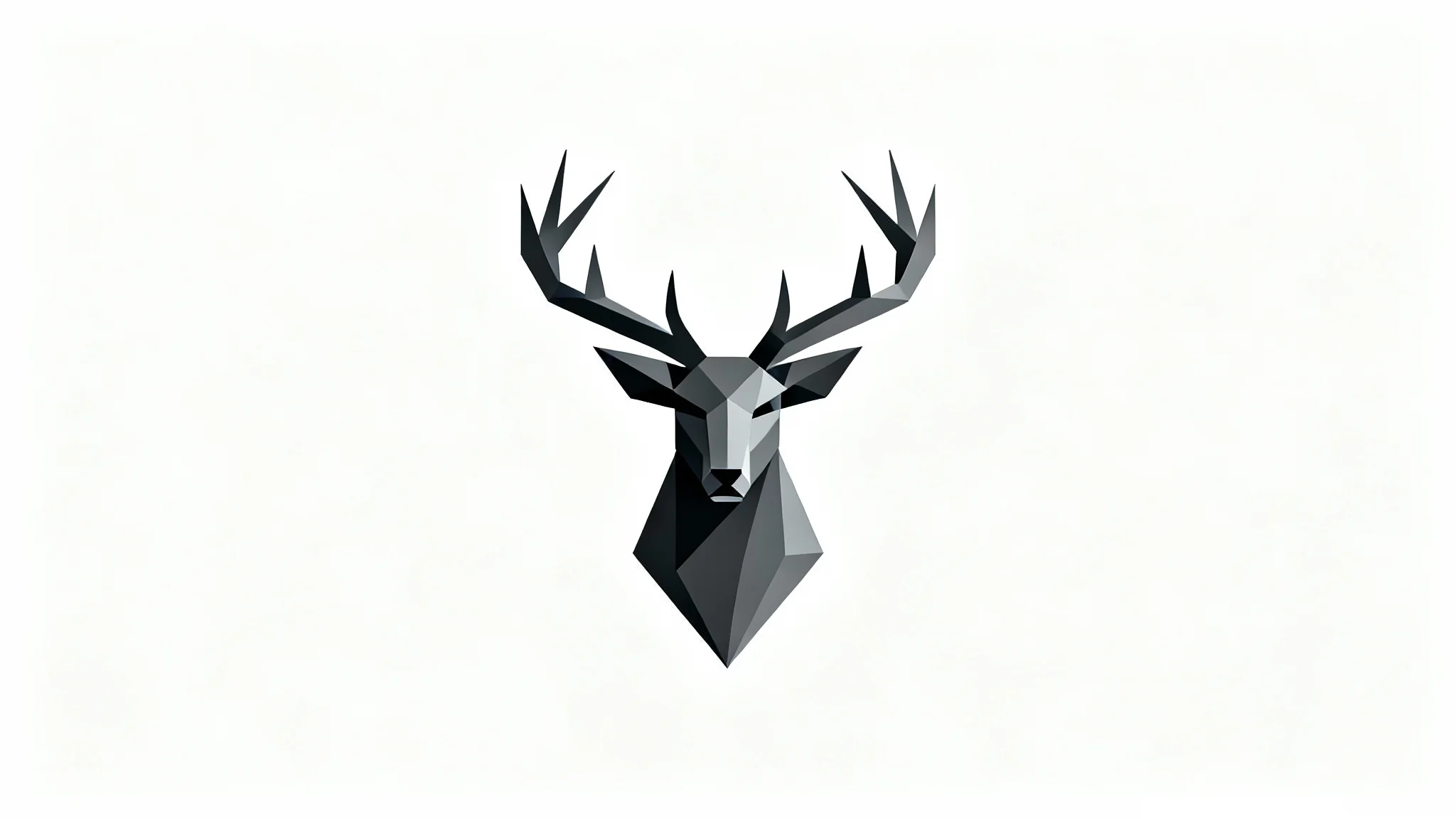 A modern, minimalist vector logo of a stag's head in dark charcoal grey, displayed on a clean white background. The design is geometric and elegant.