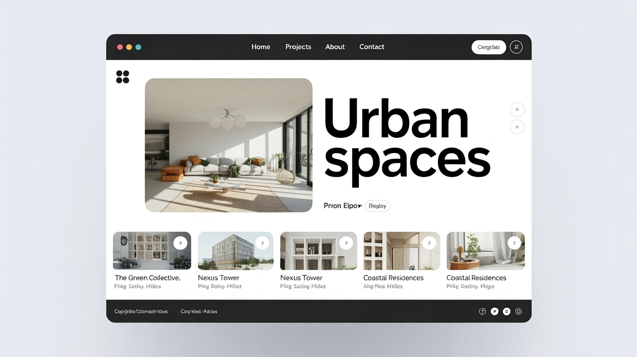 A polished browser mockup showing the final design of a creative portfolio website, displayed at an angle against a clean background.