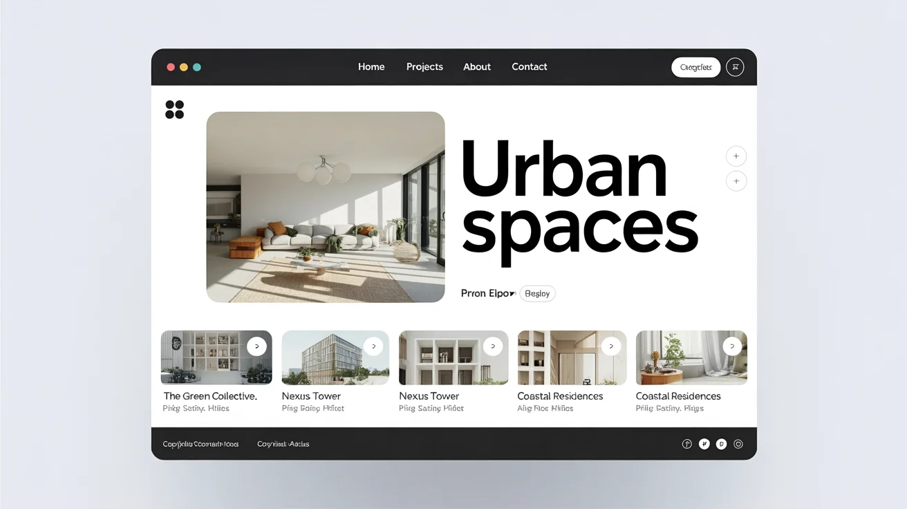 A polished browser mockup showing the final design of a creative portfolio website, displayed at an angle against a clean background.
