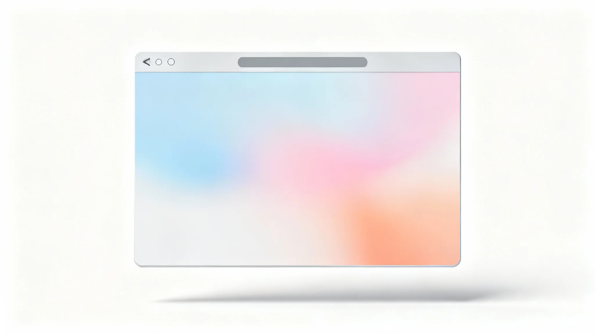 A sleek, modern browser window mockup showing a colorful abstract gradient, floating over a clean white background with a soft shadow.