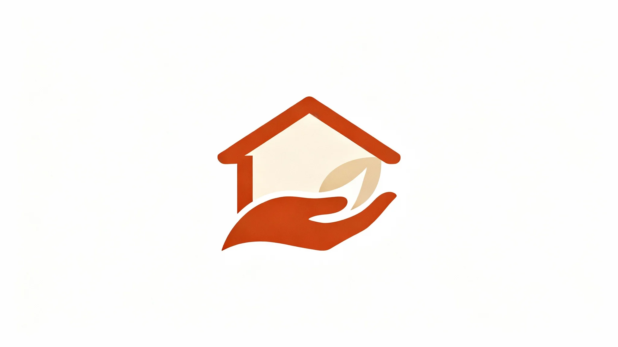 A modern, minimalist logo for a home brand, featuring a stylized house icon in earth tones on a clean white background.