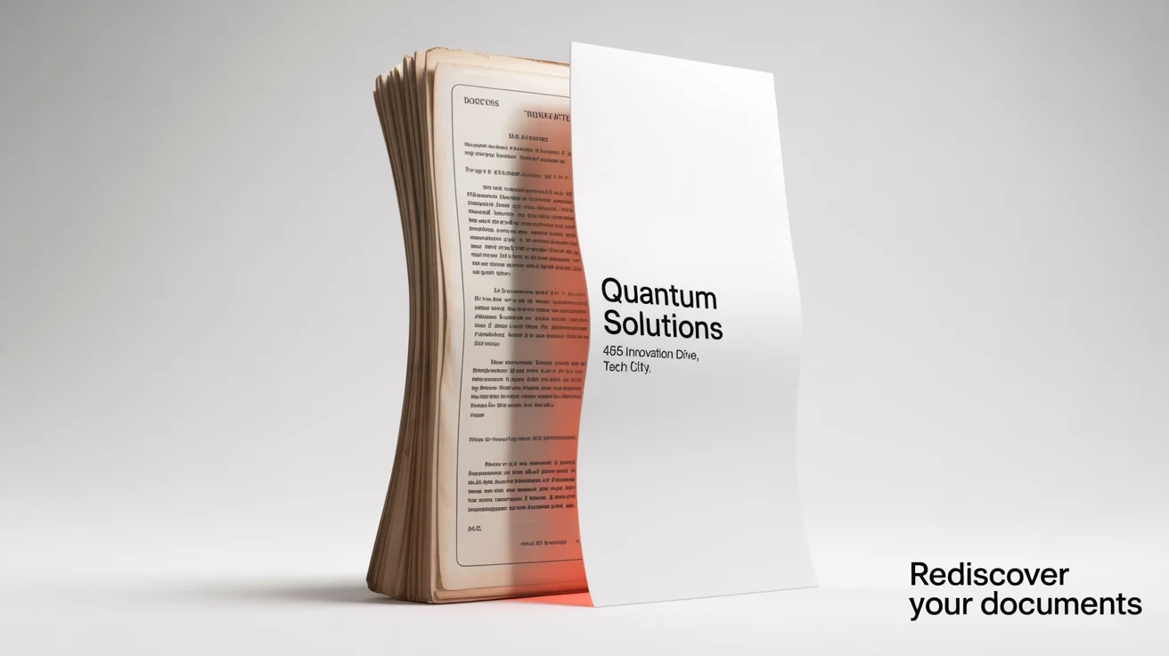 A before-and-after image of a document. The left side is old, faded, and unreadable, while the right side is clean, sharp, and perfectly legible, demonstrating the effect of document enhancement.