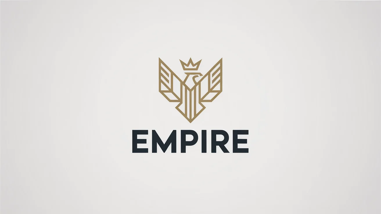 A logo for a brand named 'EMPIRE', featuring a golden geometric eagle and crown icon above the brand name in black text, all on a plain white background.
