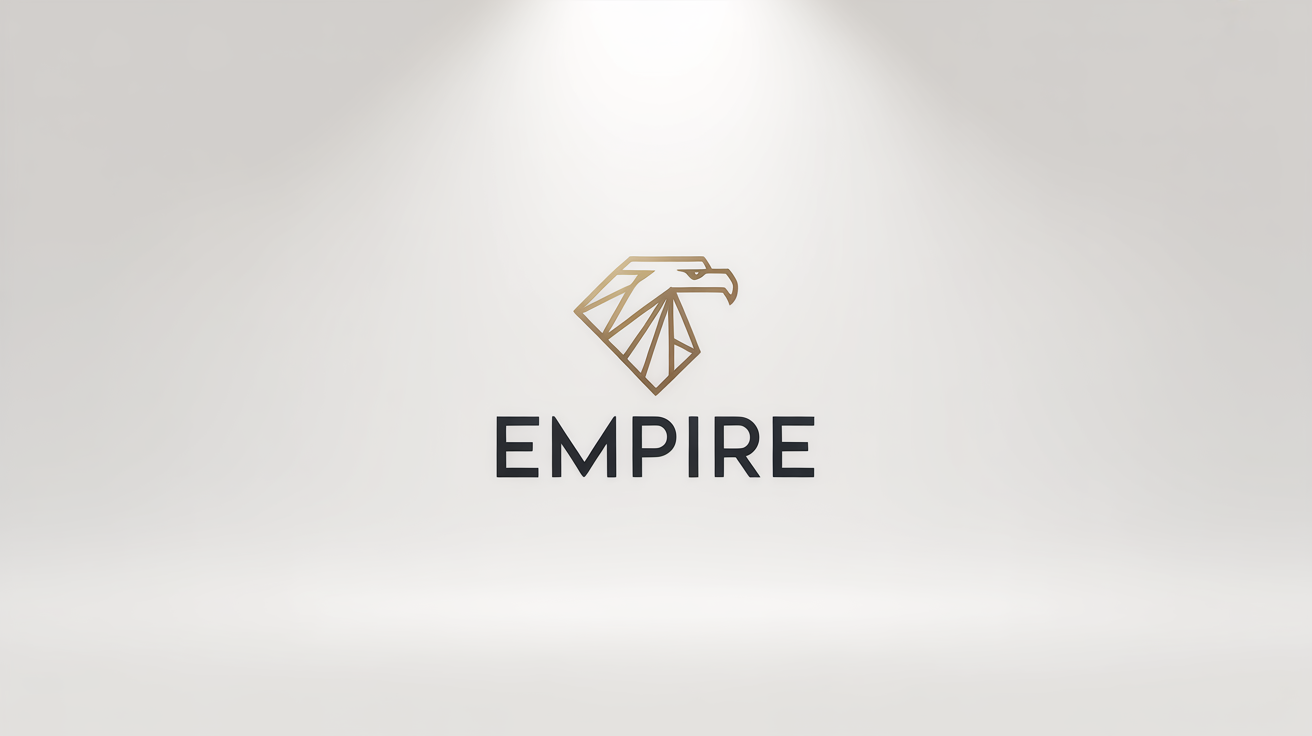 A powerful logo for the brand 'EMPIRE', featuring a stylized golden eagle head icon above the brand name in bold black text, all centered on a white background.