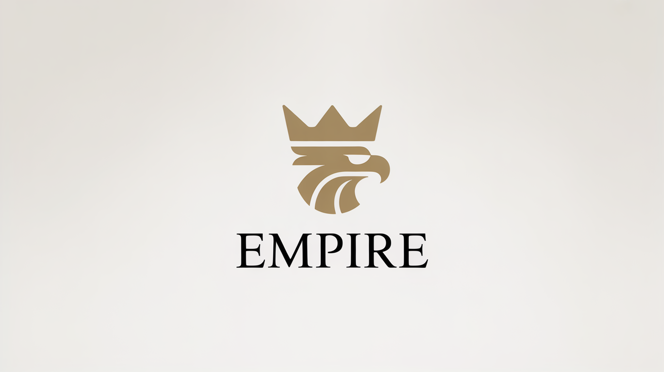 A modern, gold and black logo for a brand named 'Empire', featuring a stylized eagle wearing a crown, on a white background.