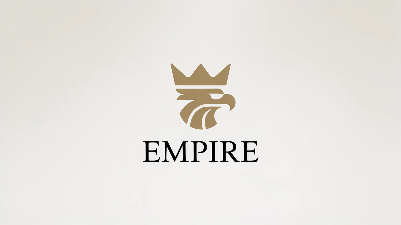 A modern, gold and black logo for a brand named 'Empire', featuring a stylized eagle wearing a crown, on a white background.