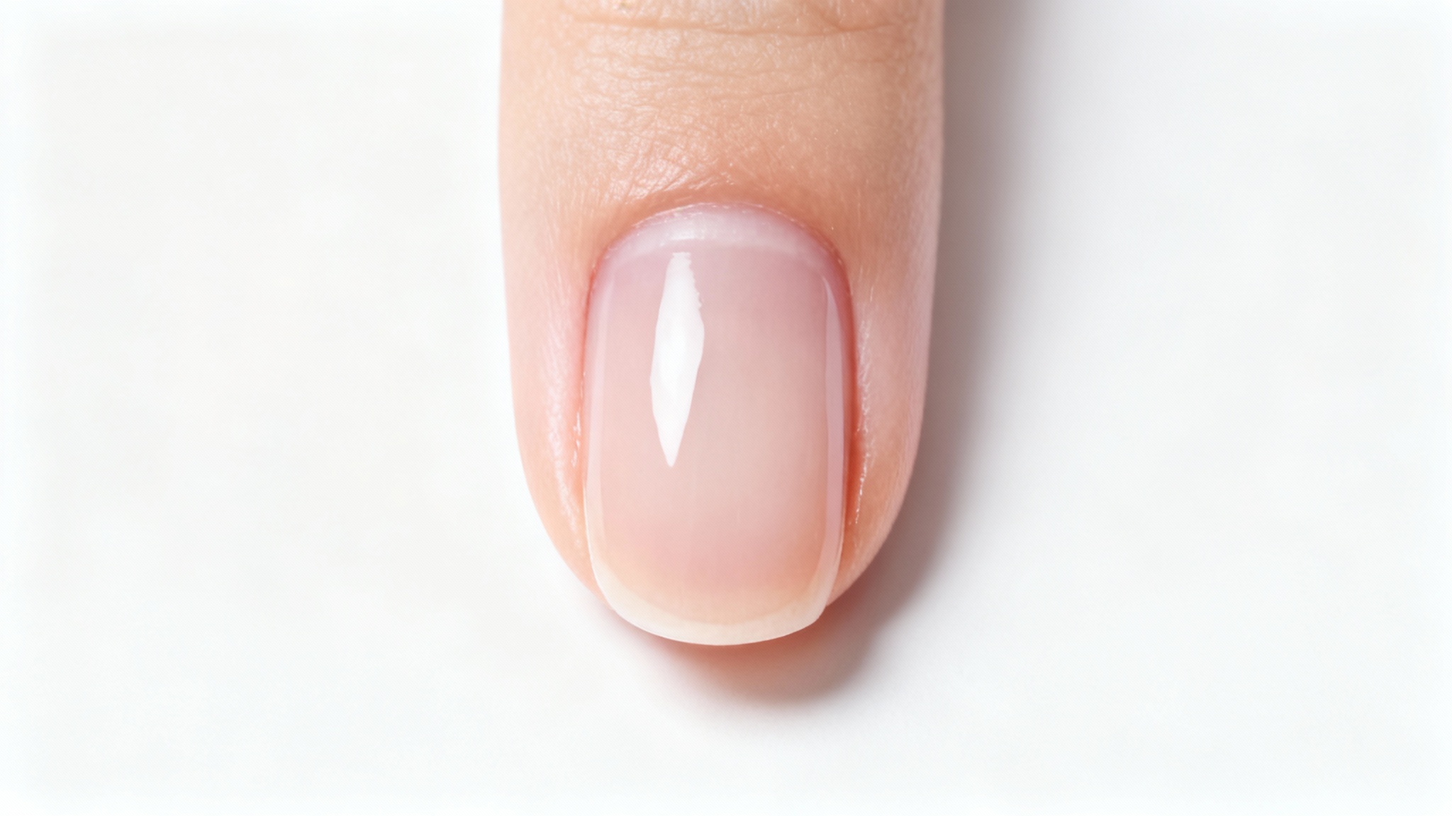 A close-up, high-definition photo of a perfectly healthy fingertip with a flawless nail and smooth skin, illustrating the concept of removing imperfections like hangnails.