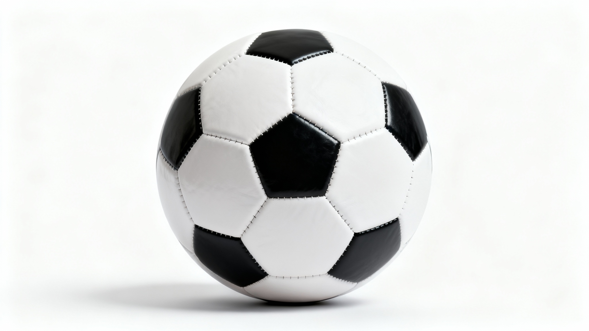 A photorealistic mockup of a classic black and white soccer ball, presented in a clean studio setting against a plain white background.