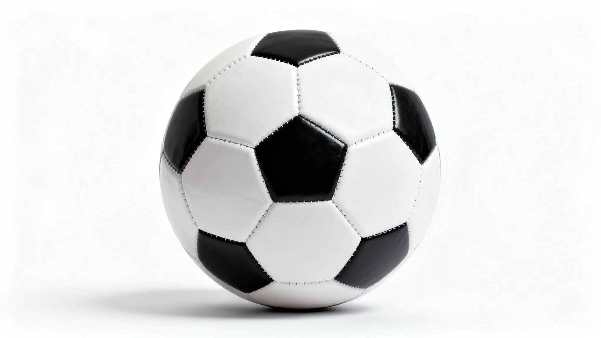 A photorealistic mockup of a classic black and white soccer ball, presented in a clean studio setting against a plain white background.