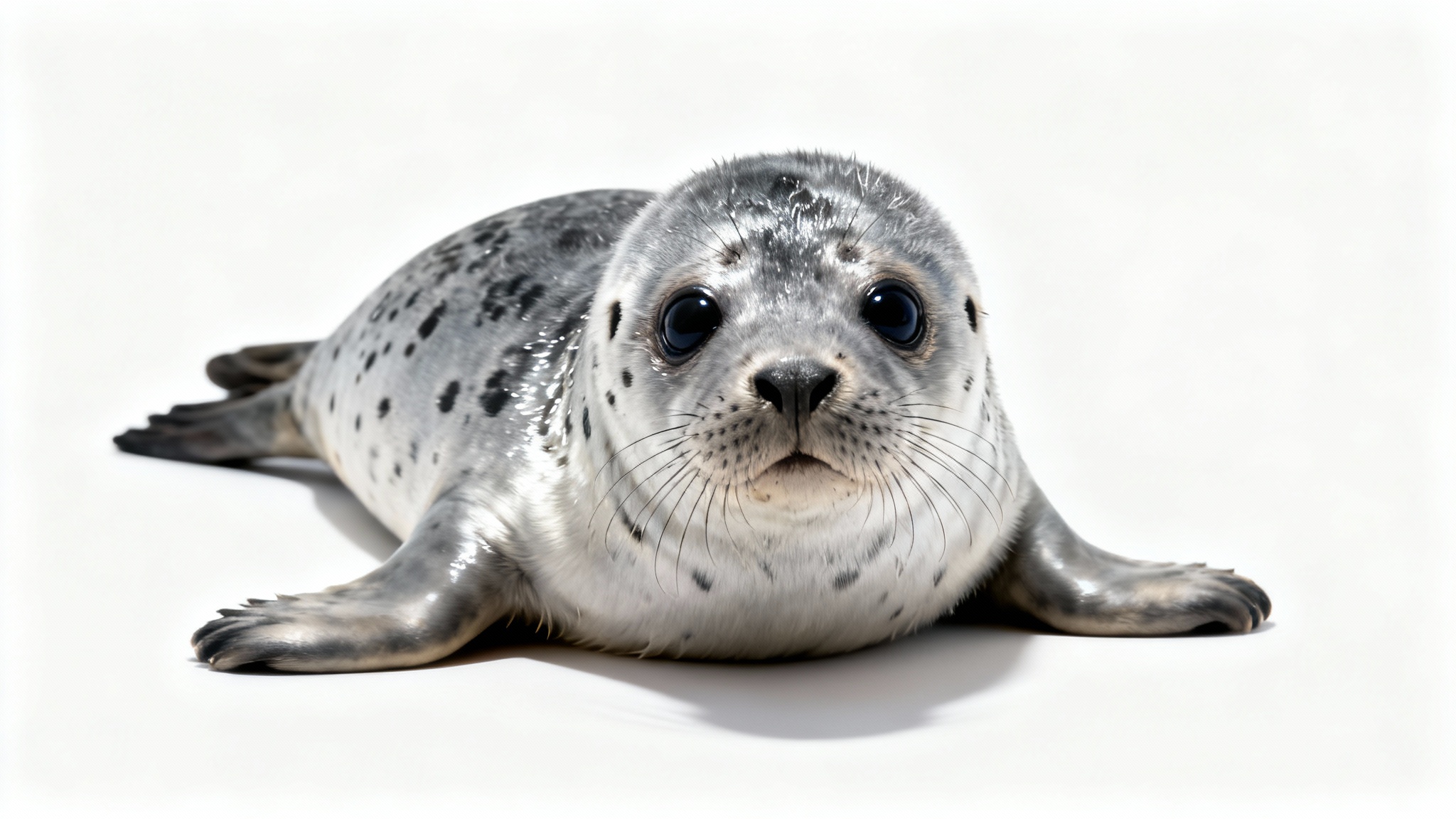 A photorealistic mockup of a cute harbor seal with a transparent background, isolated on a clean white surface to demonstrate a high-quality PNG.