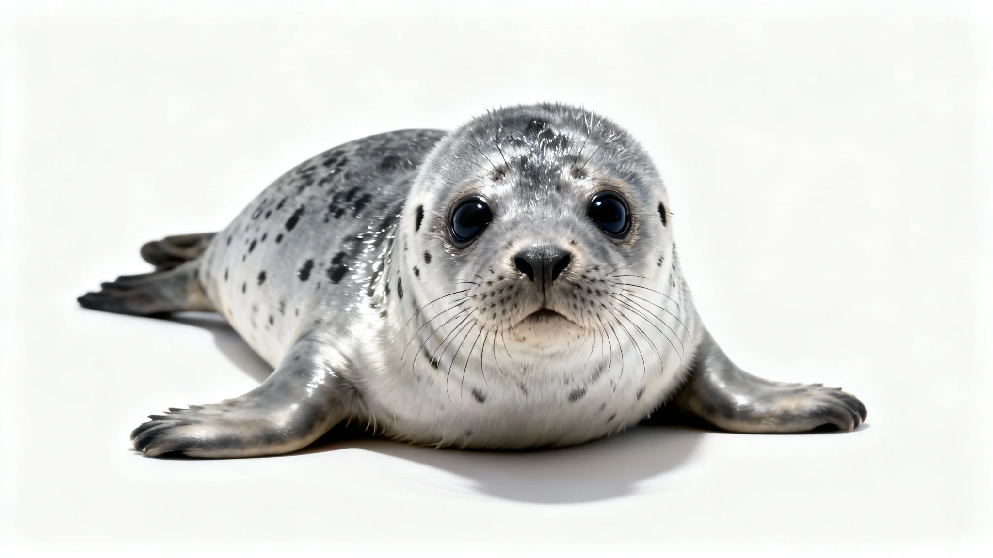 A photorealistic mockup of a cute harbor seal with a transparent background, isolated on a clean white surface to demonstrate a high-quality PNG.