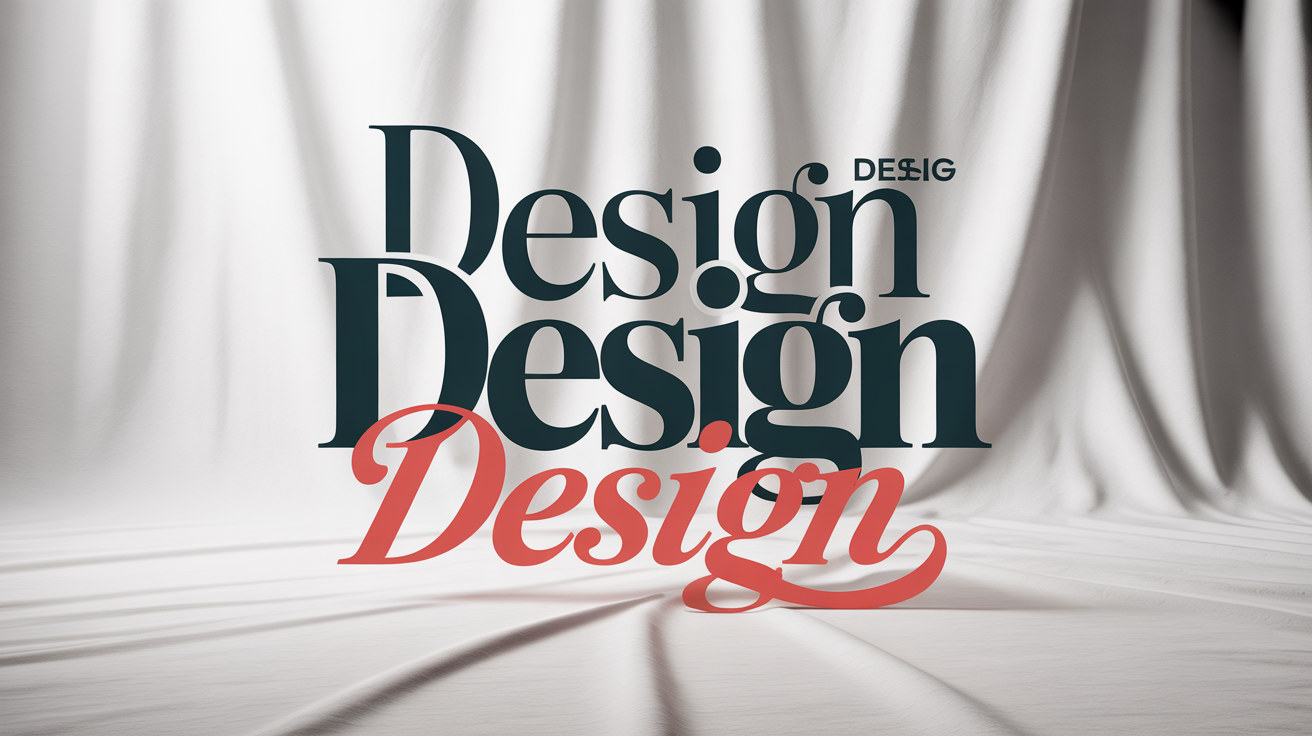 An artistic collage of the word 'Design' written in various fonts on a white background, demonstrating a font preview tool. The fonts include serif, script, sans-serif, and decorative styles in charcoal gray and a single accent color.