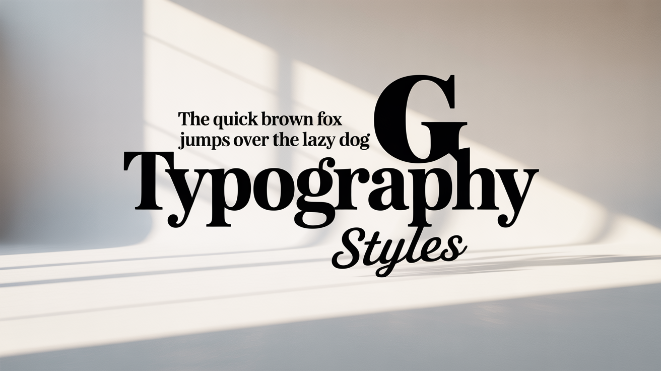 A visually dynamic composition of various words and letters in different font styles, including serif, sans-serif, and script, arranged on a clean white background to showcase font variety.