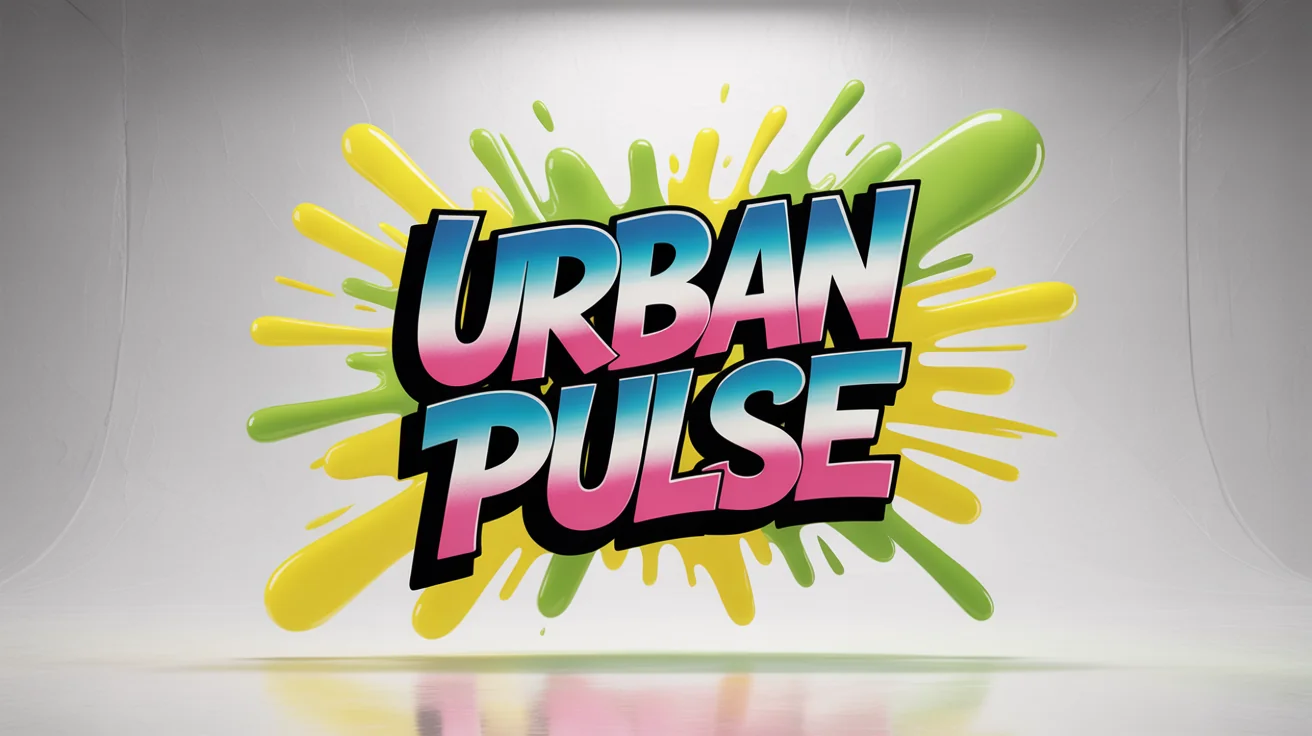 A vibrant graffiti art mockup of the words 'URBAN PULSE' in a 3D street art style, with colorful paint splatters, isolated on a clean white background.