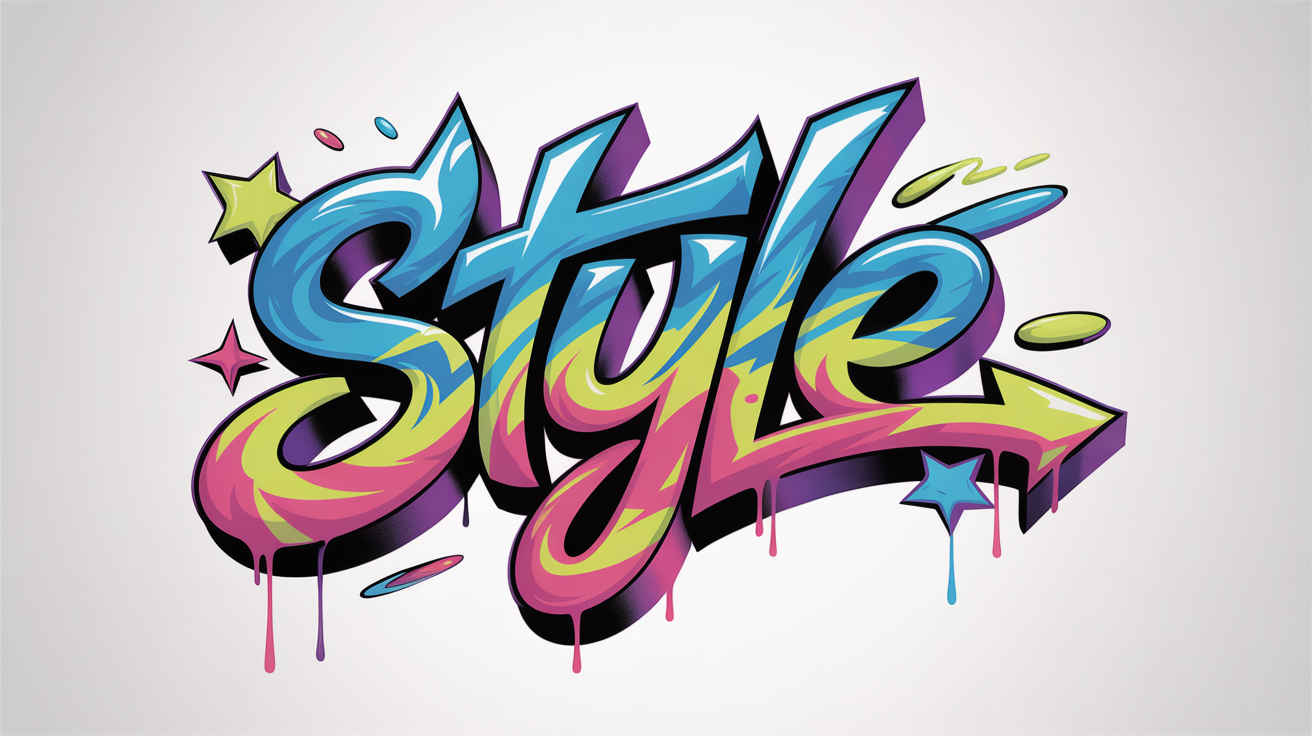 A colorful graffiti art piece spelling the word 'STYLE' in a 3D, wildstyle font against a clean white background, showcasing a vibrant and modern urban art mockup.