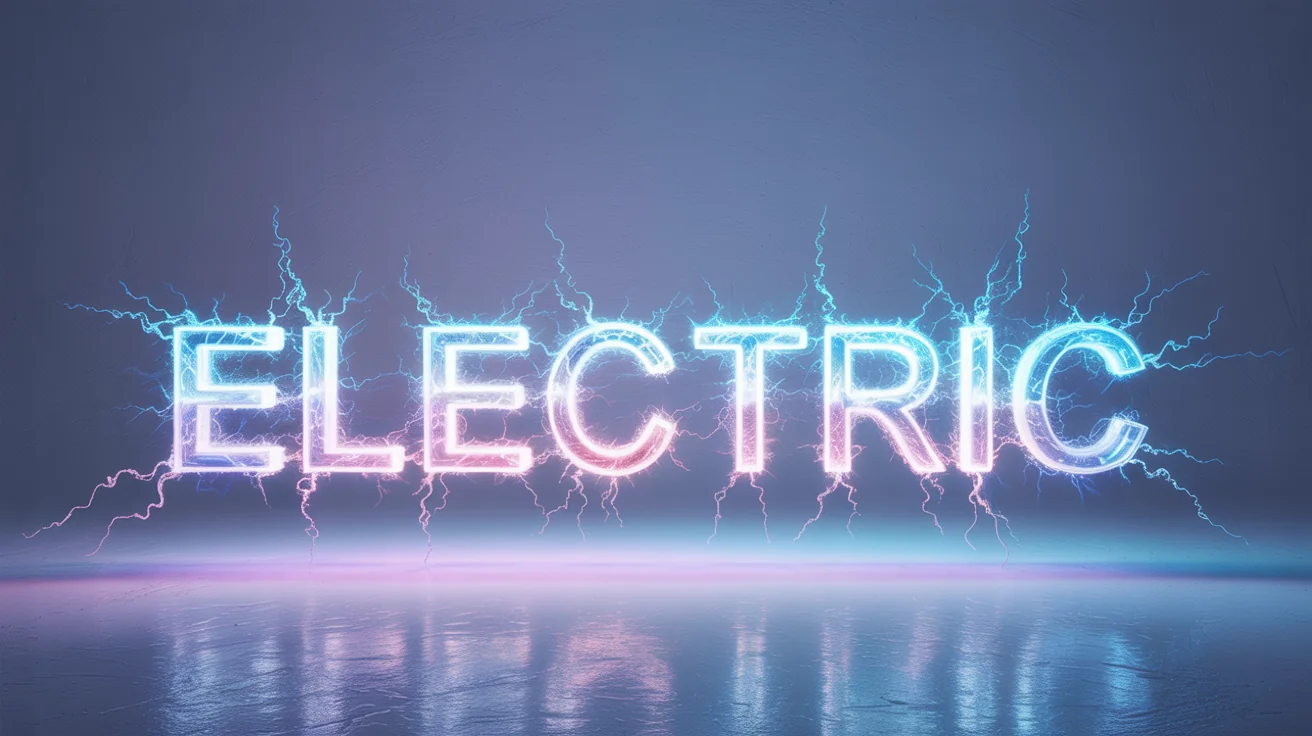 The word 'ELECTRIC' appears as if made from crackling blue and white electricity, glowing brightly against a clean white background.