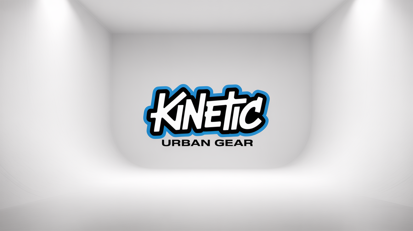 A modern urban logo mockup for a streetwear brand called 'KINETIC URBAN GEAR', featuring stylized graffiti lettering against a plain white background.