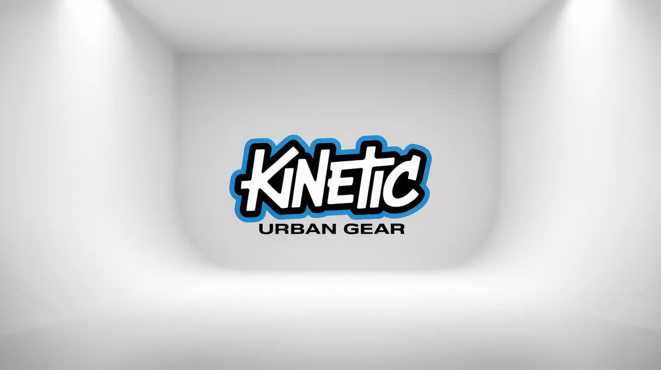 A modern urban logo mockup for a streetwear brand called 'KINETIC URBAN GEAR', featuring stylized graffiti lettering against a plain white background.