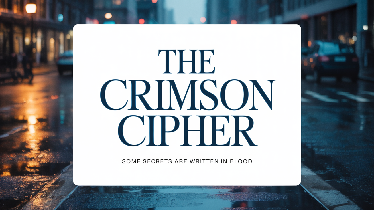 A cinematic movie title card mockup for a mystery film titled 'The Crimson Cipher', displayed against a white background.